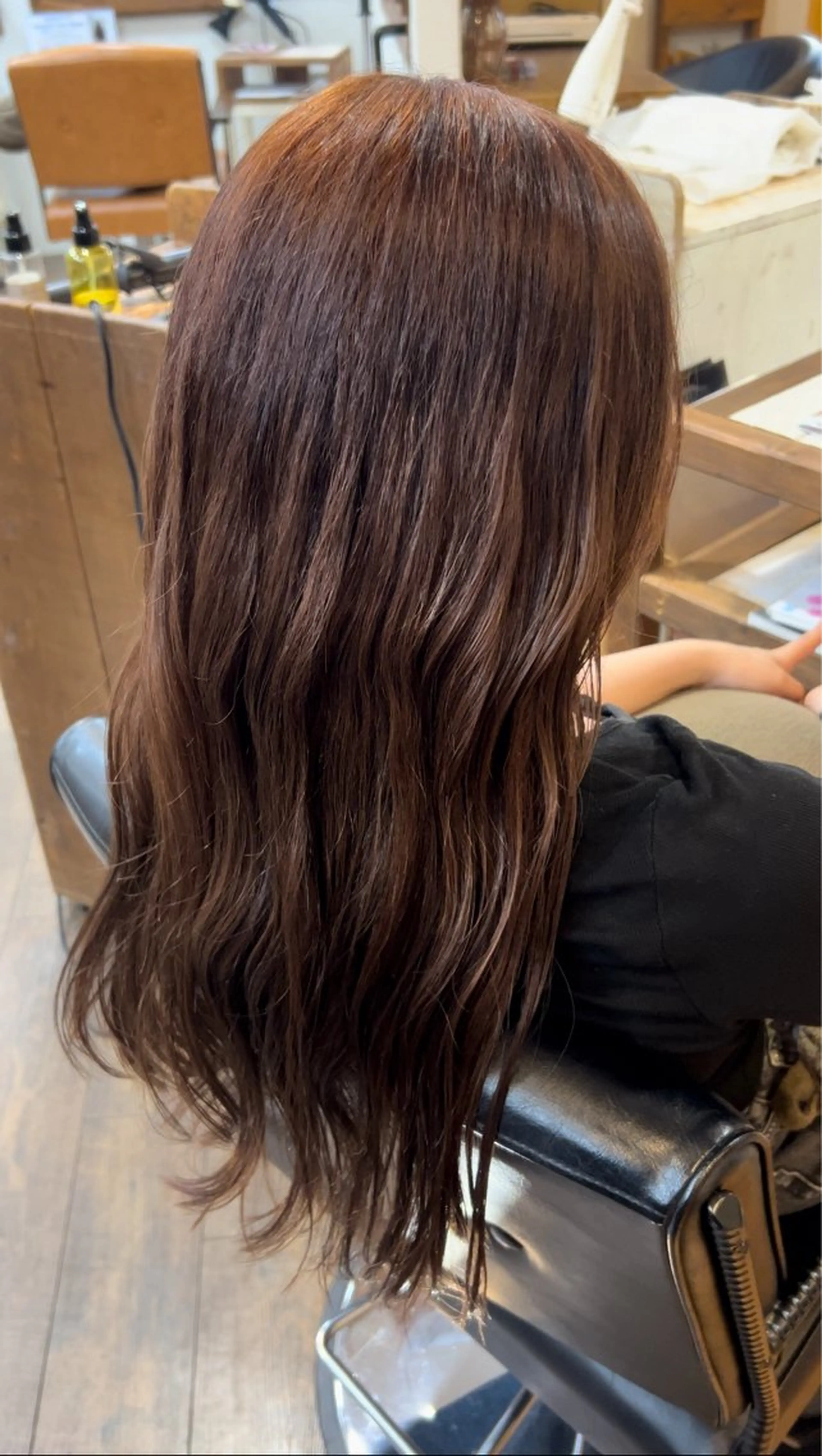 ロング カラー ブラウンカラー オレンジ オレンジブラウン chacha blanc元山のヘアスタイル