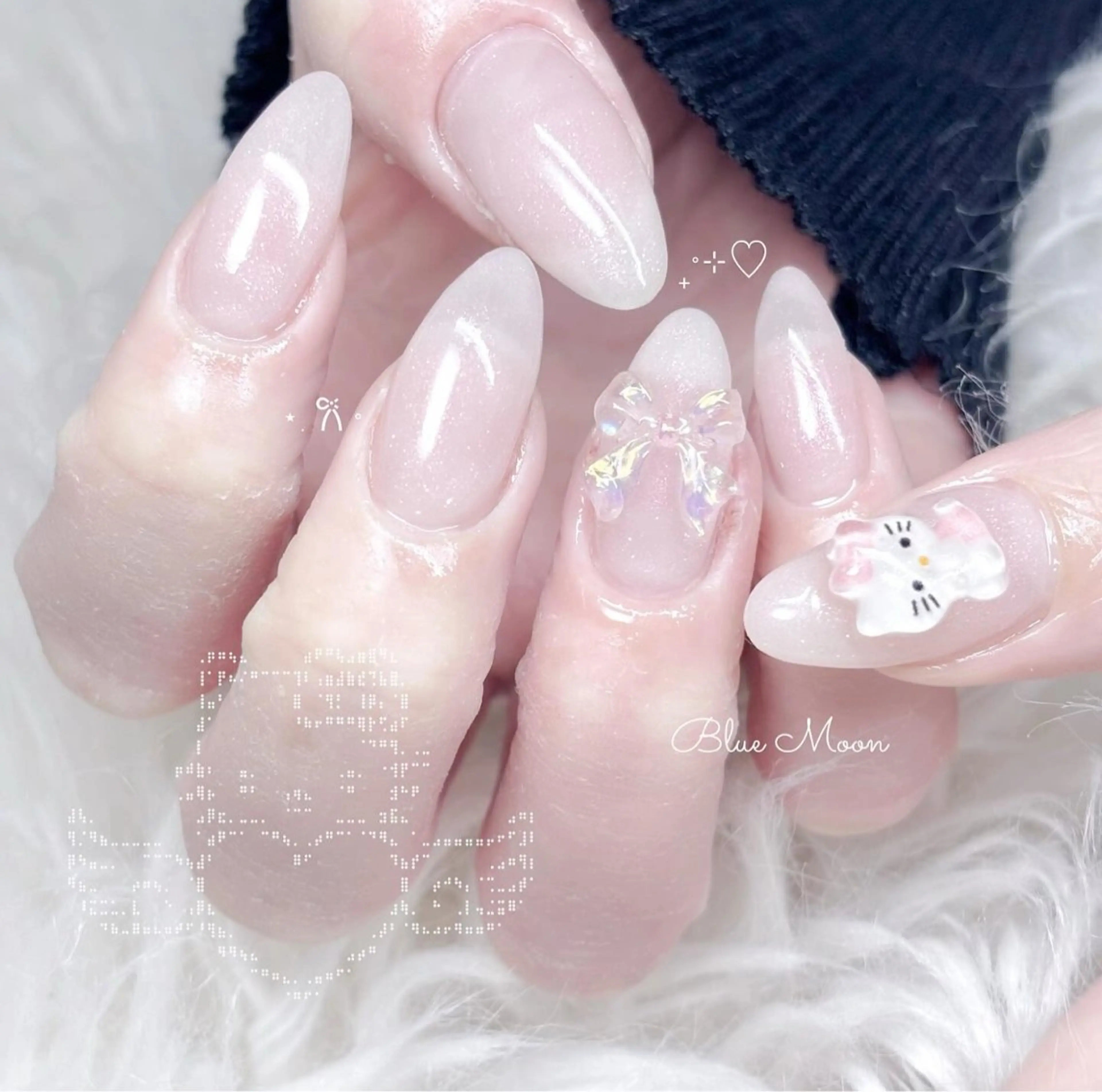 ネイル リボン ハンドネイル フットネイル ハンドケア nail salon Blue Moonのネイルデザイン