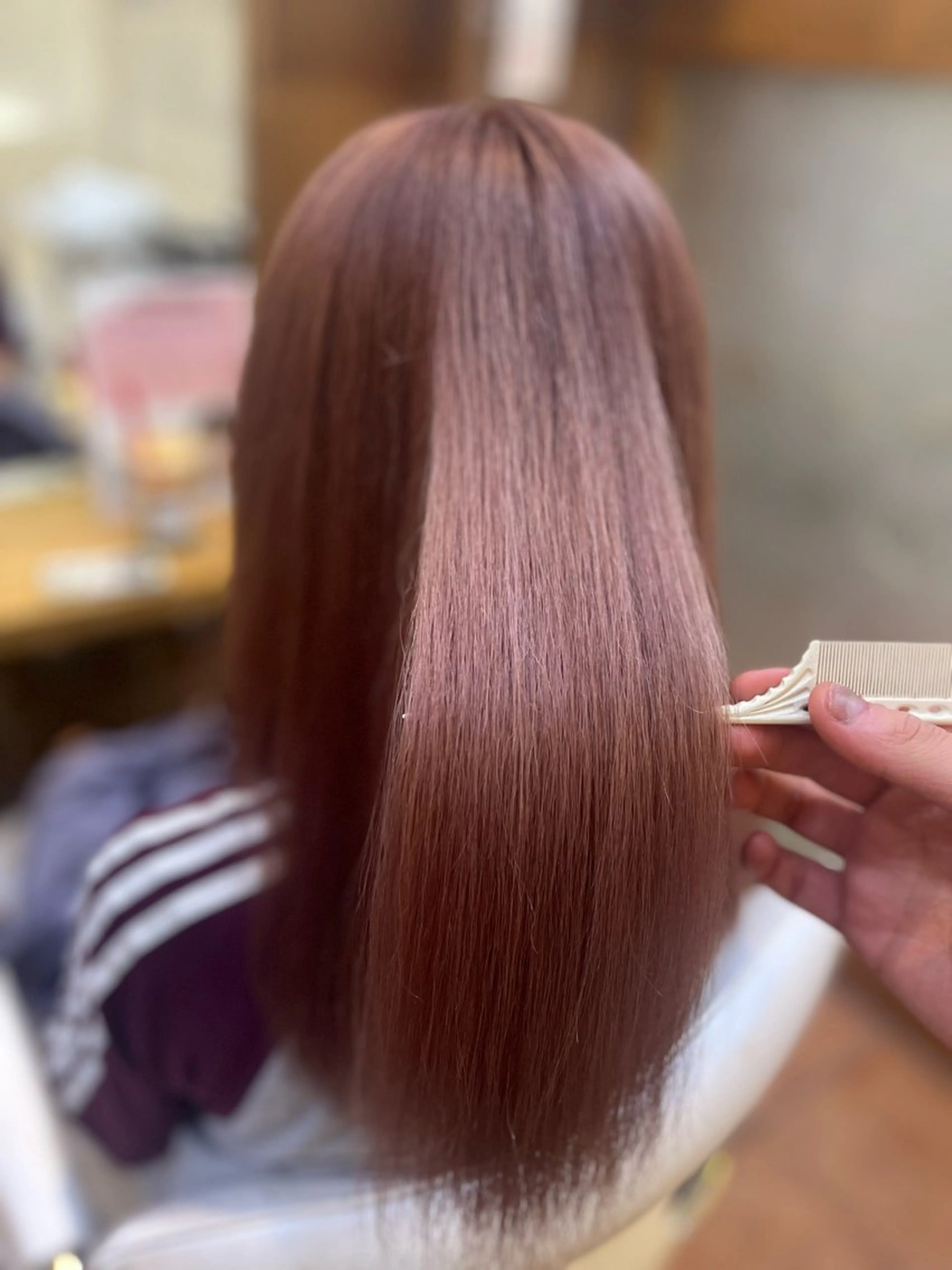 ロング カラー ベージュカラー ピンクカラー ピンクベージュ ヘアカラー トリートメント 🤍店長　艶カラー 髪質改善縮毛特化🤍のヘアスタイル