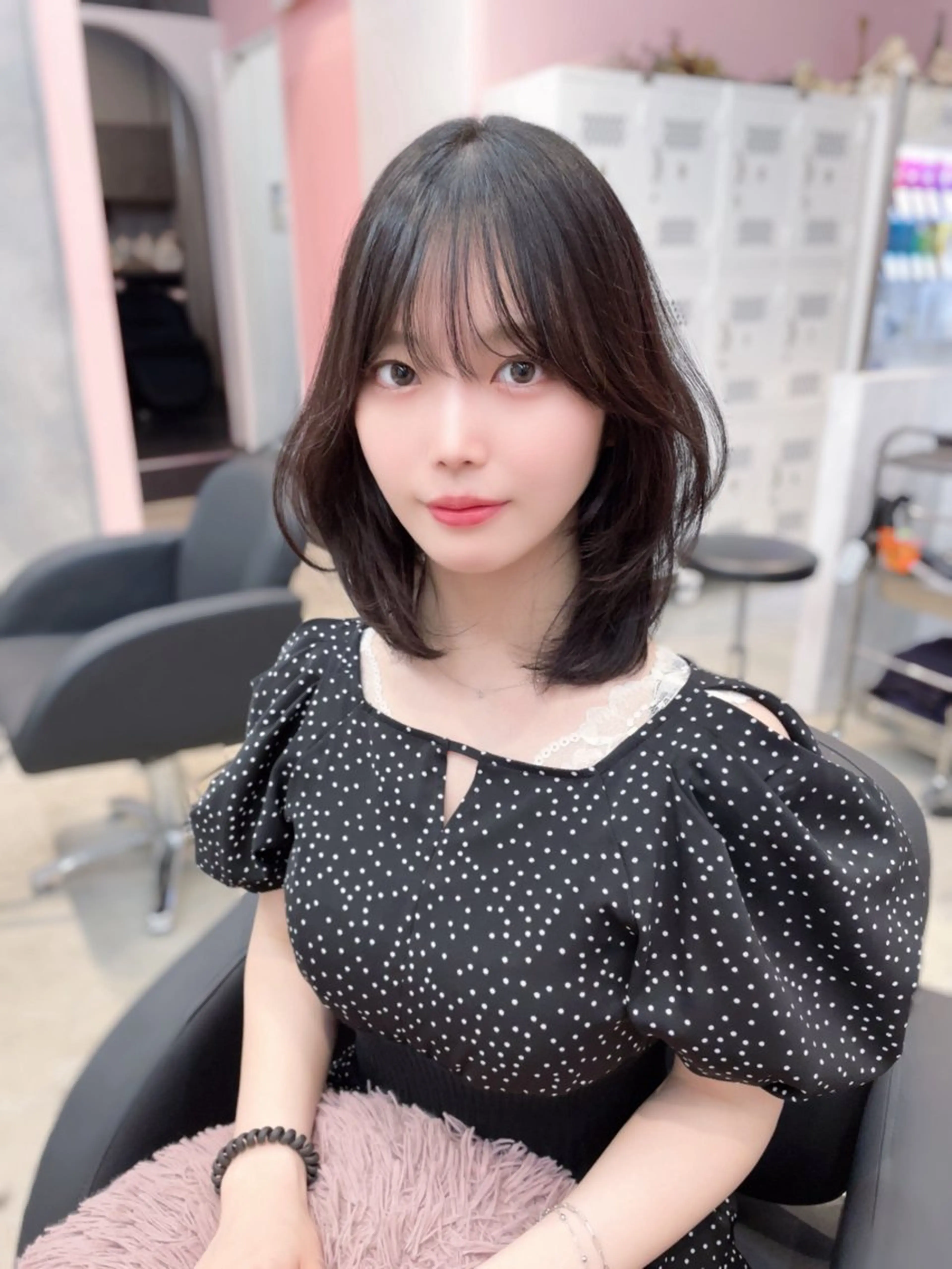 ミディアム 顔周りカット 髪質改善 韓国風ヘア レイヤーカット 小顔カット ムラ修正ブリーチ 山田眞之介のヘアスタイル