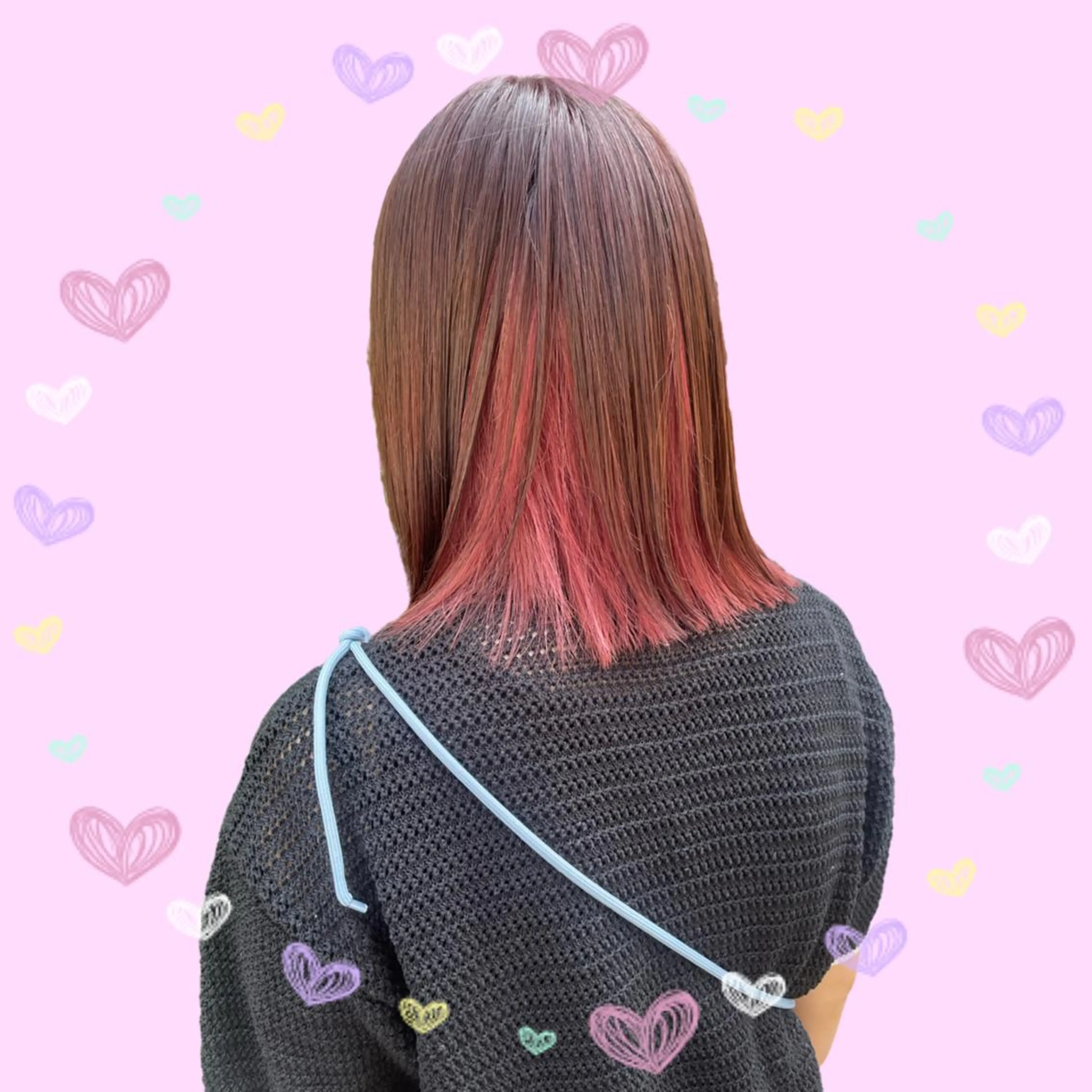 ミディアム カラー ヘアアレンジ ブリーチ ブラウンカラー インナーカラー ピンクカラー ピンクブラウン 🦄ブリーチ💜エク ステ💜MIU🦄のヘアスタイル