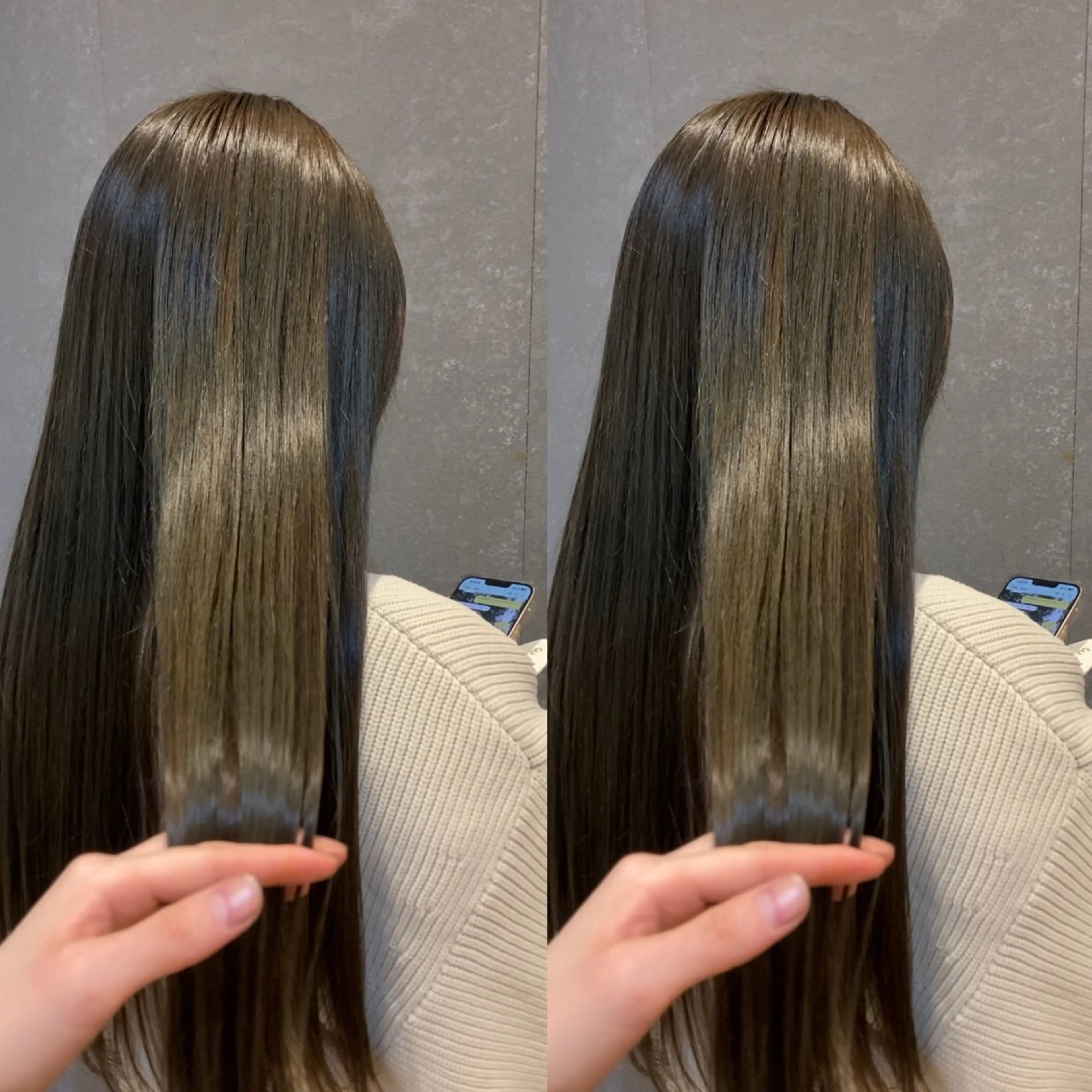 ロング カラー オリーブカラー 髪質改善 トリートメント schon所属・み うのヘアスタイル