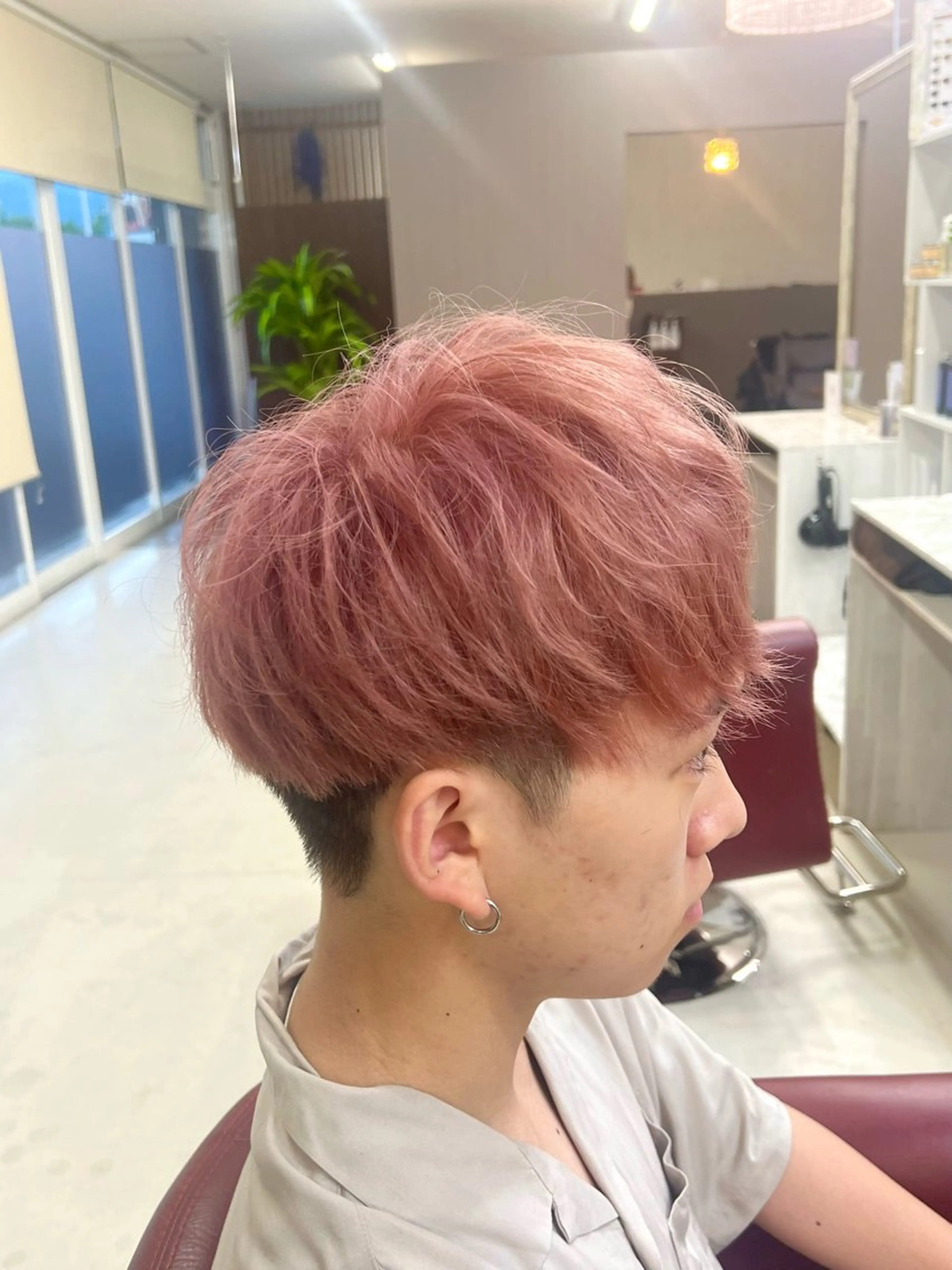 ショート カラー メンズ ベージュカラー ピンクカラー ピンクベージュ KEN 🌟のヘアスタイル