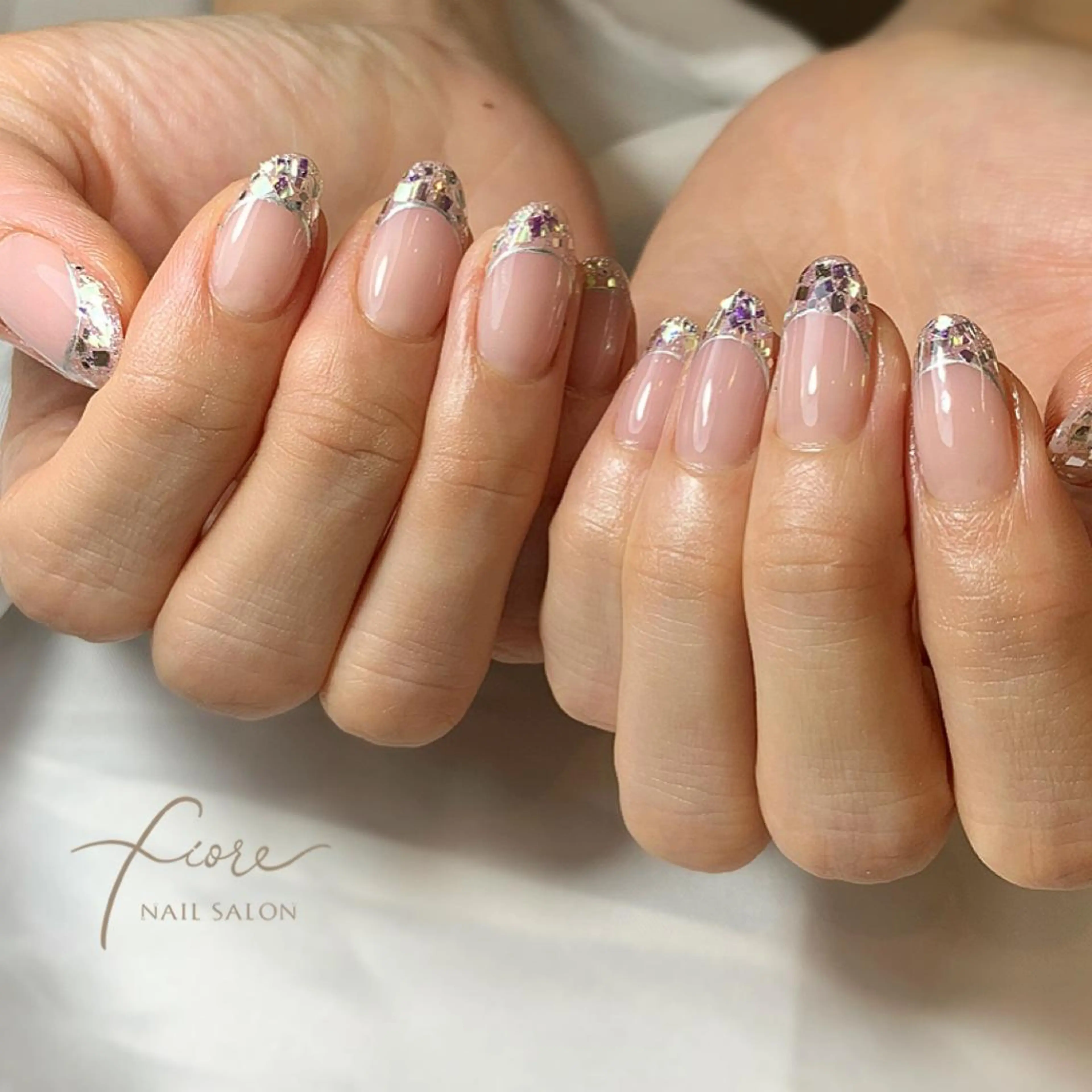 ネイル フレンチネイル ガラスフレンチ ハンドネイル フィオーレ  fiore所属・fiore みゆきのネイルデザイン