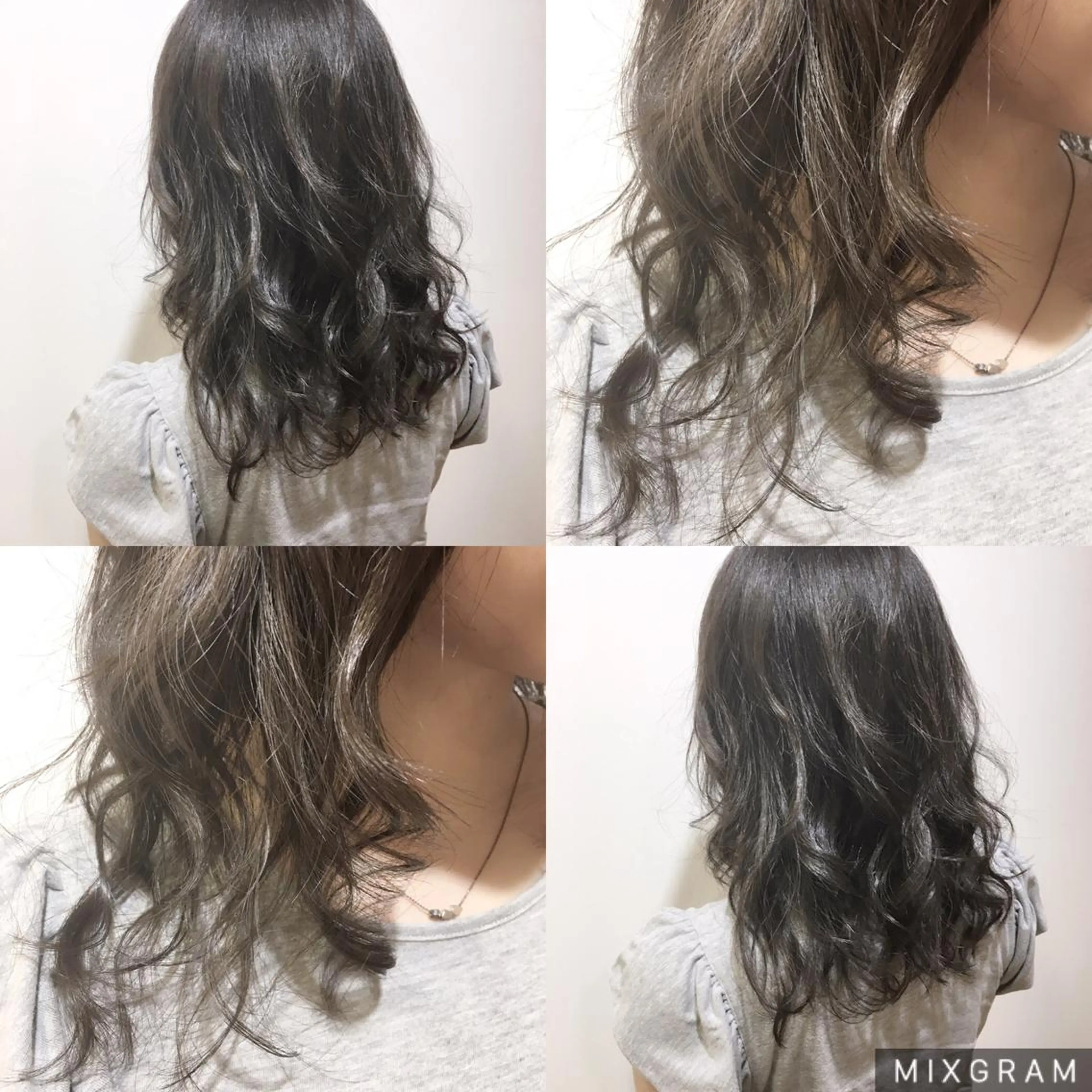 セミロング カラー ブリーチ グレージュ ハイライトカラー ハイライト ブリーチ無しカラー 👑店長　平松　由のヘアスタイル