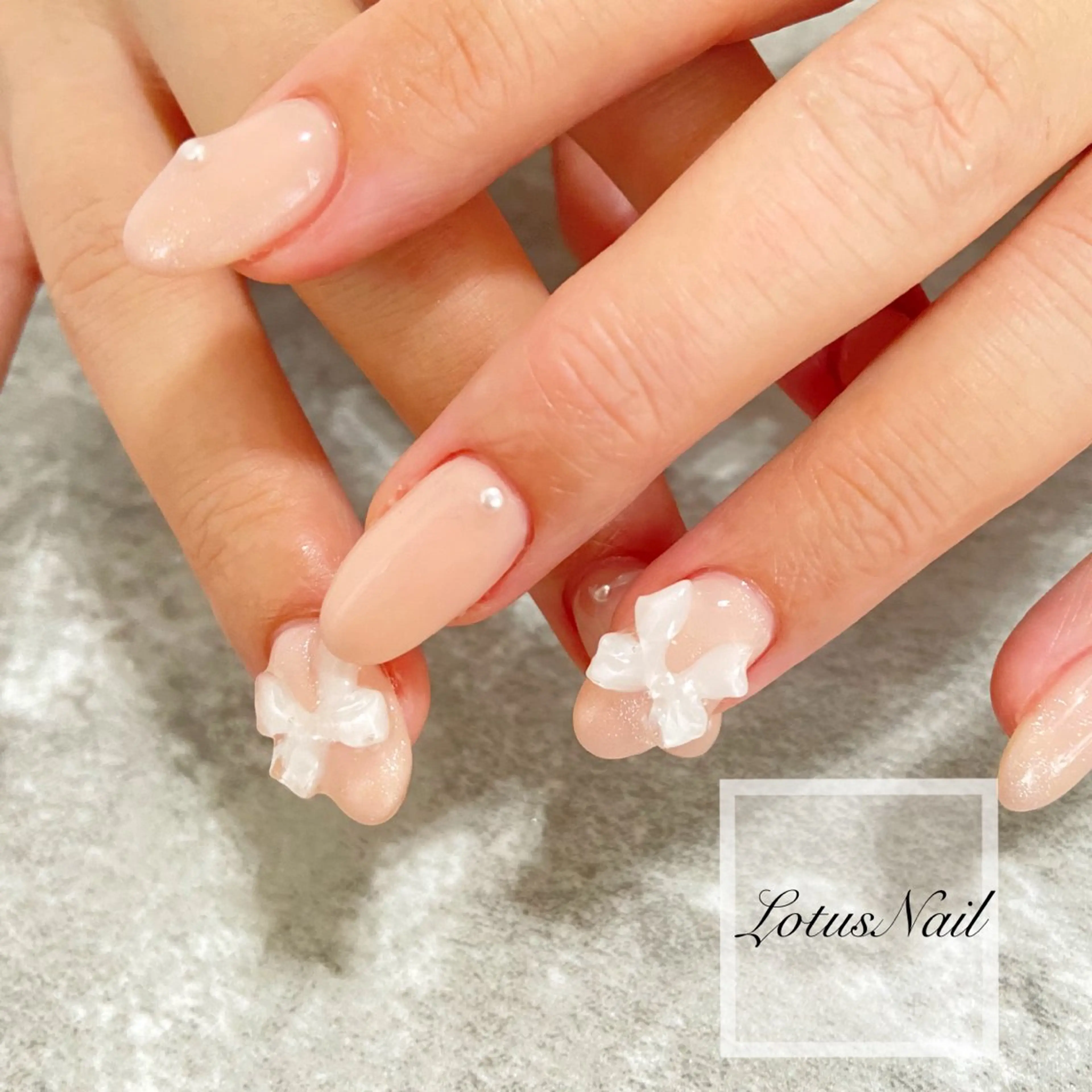 ネイル リボン ハンドネイル Lotus Nailのネイルデザイン