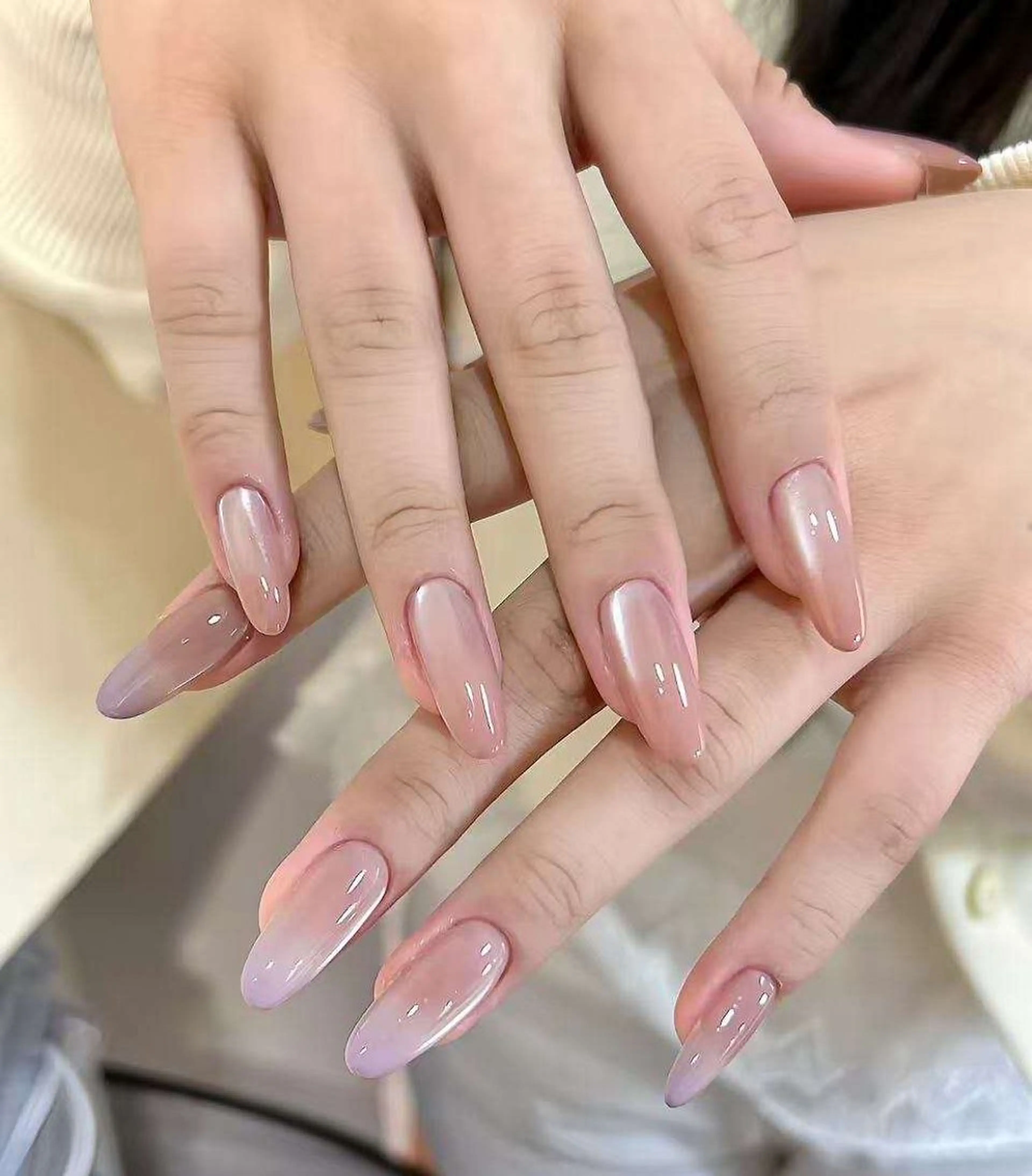 ネイル フラワーネイル フレンチネイル ジェルネイル ガラスフレンチ ハート ハンドネイル ハンドケア BabyYouMi nailのネイルデザイン