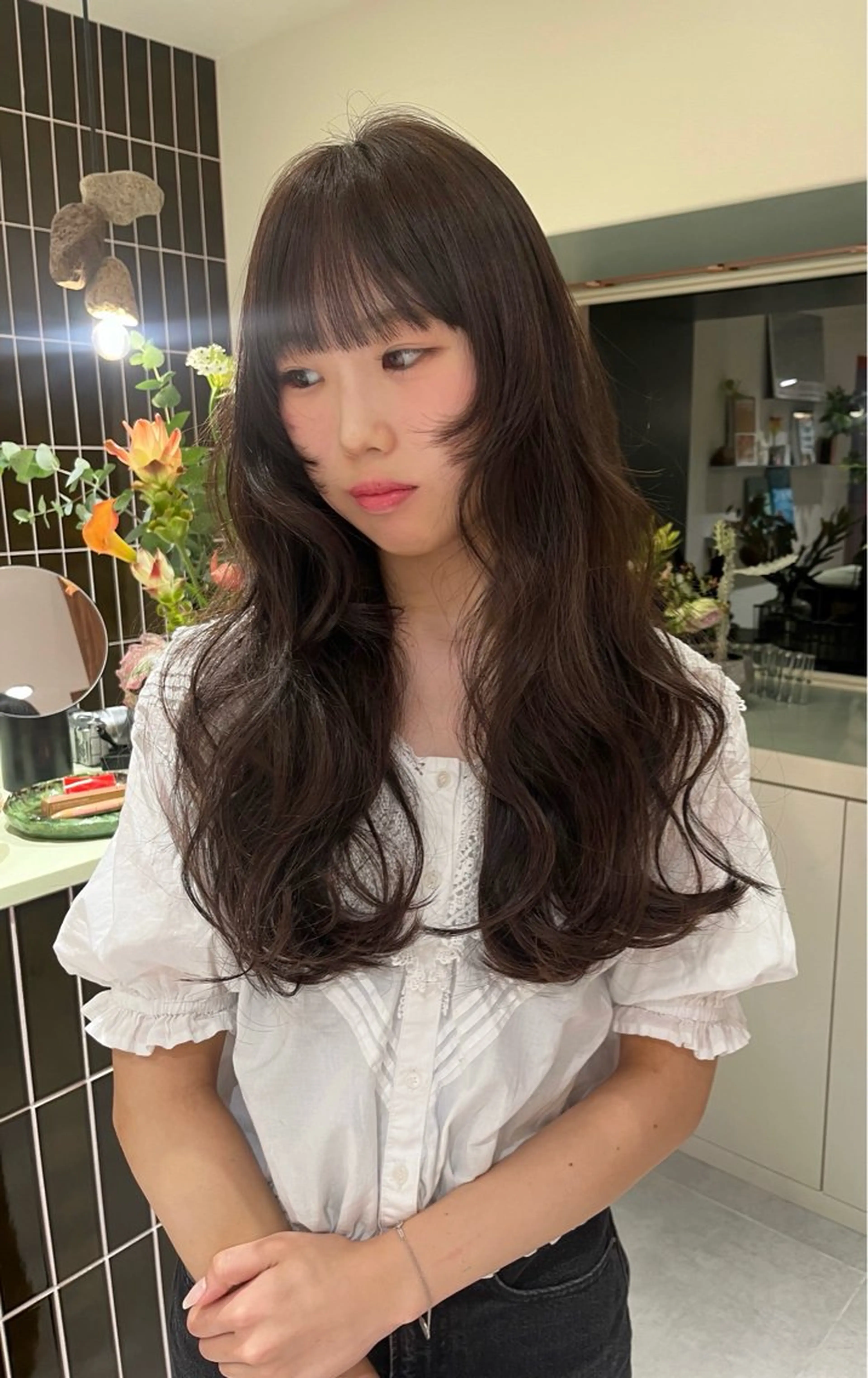 ロング カラー ベージュカラー オリーブベージュ カット ヘアカラー トリートメント behov所属・柔らかハイトーン 🤎Tsubasaのヘアスタイル