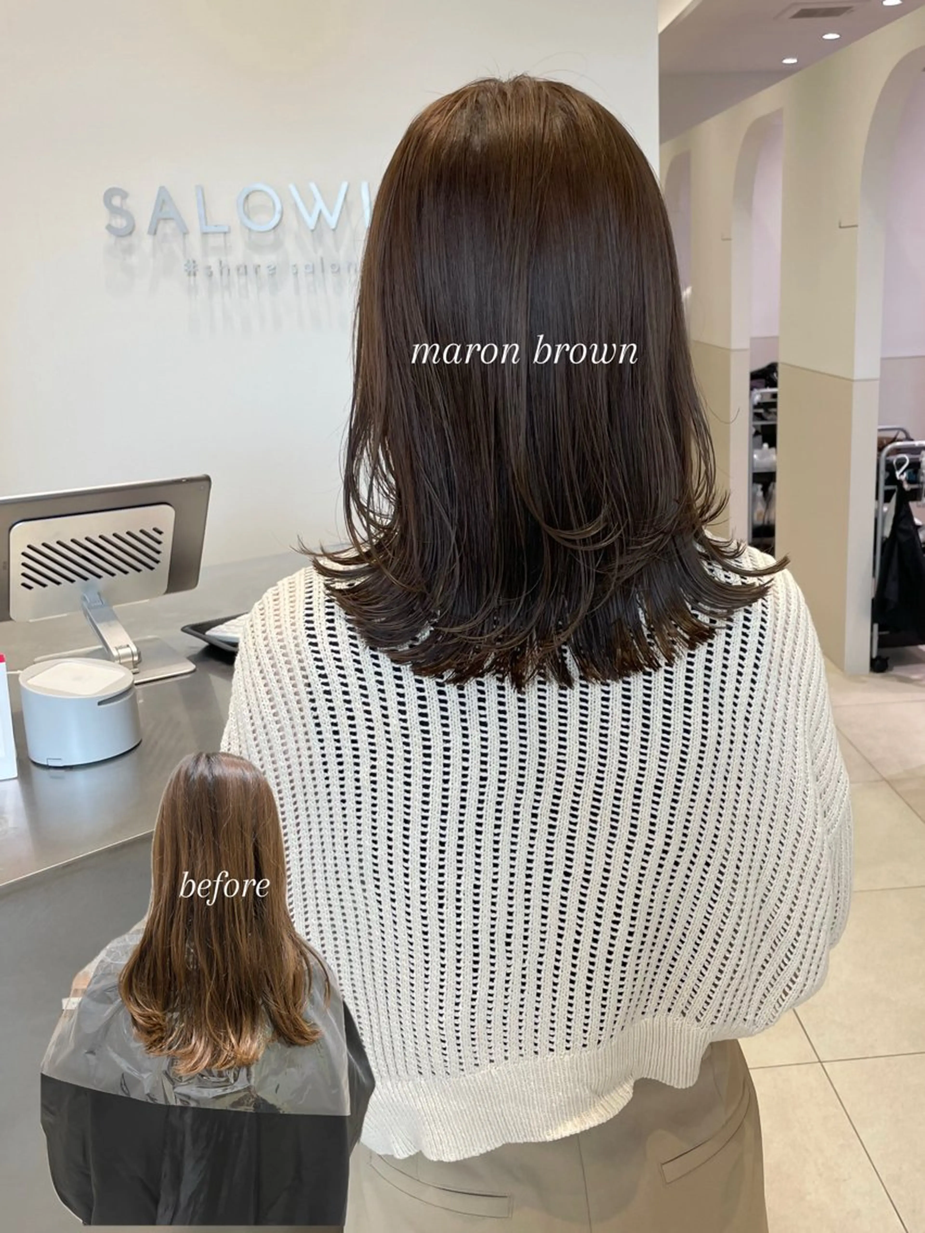 ミディアム カラー レイヤーカット カット ヘアカラー トリートメント SALOWIN 武蔵小杉所属・岩田菜央 《武蔵小杉》のヘアスタイル