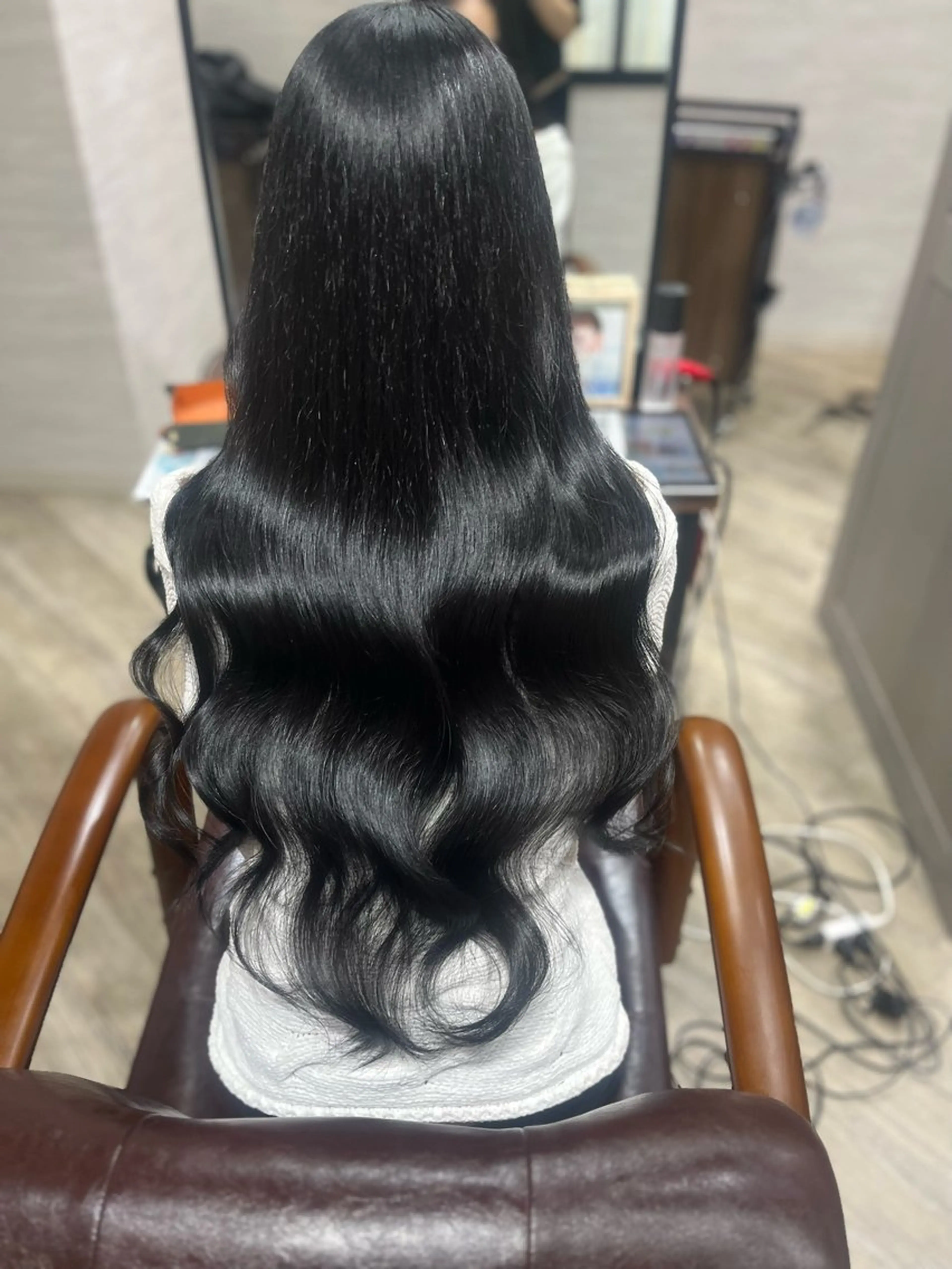ロング カラー 黒髪 ブルーカラー ブルーブラック ヘアカラー トリートメント 🫧ぷる艶カラー🫧 Yuubi🦩のヘアスタイル