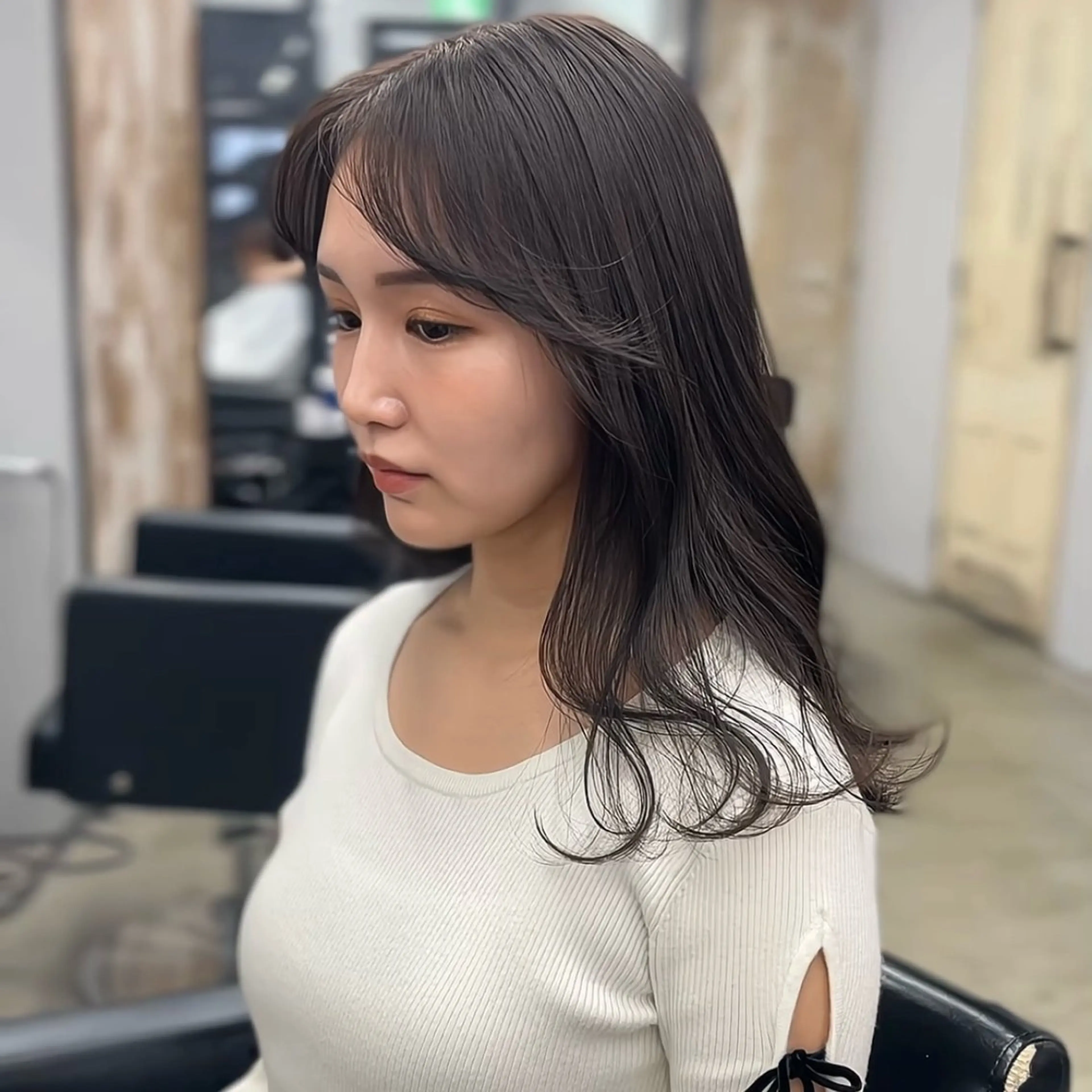 セミロング カラー 透明感カラー ダブルカラー グレージュ ラベンダーカラー ラベンダーグレージュ カット ヘアカラー トリートメント ヘアセット 韓国ヘア🫧 KAZUTOのヘアスタイル