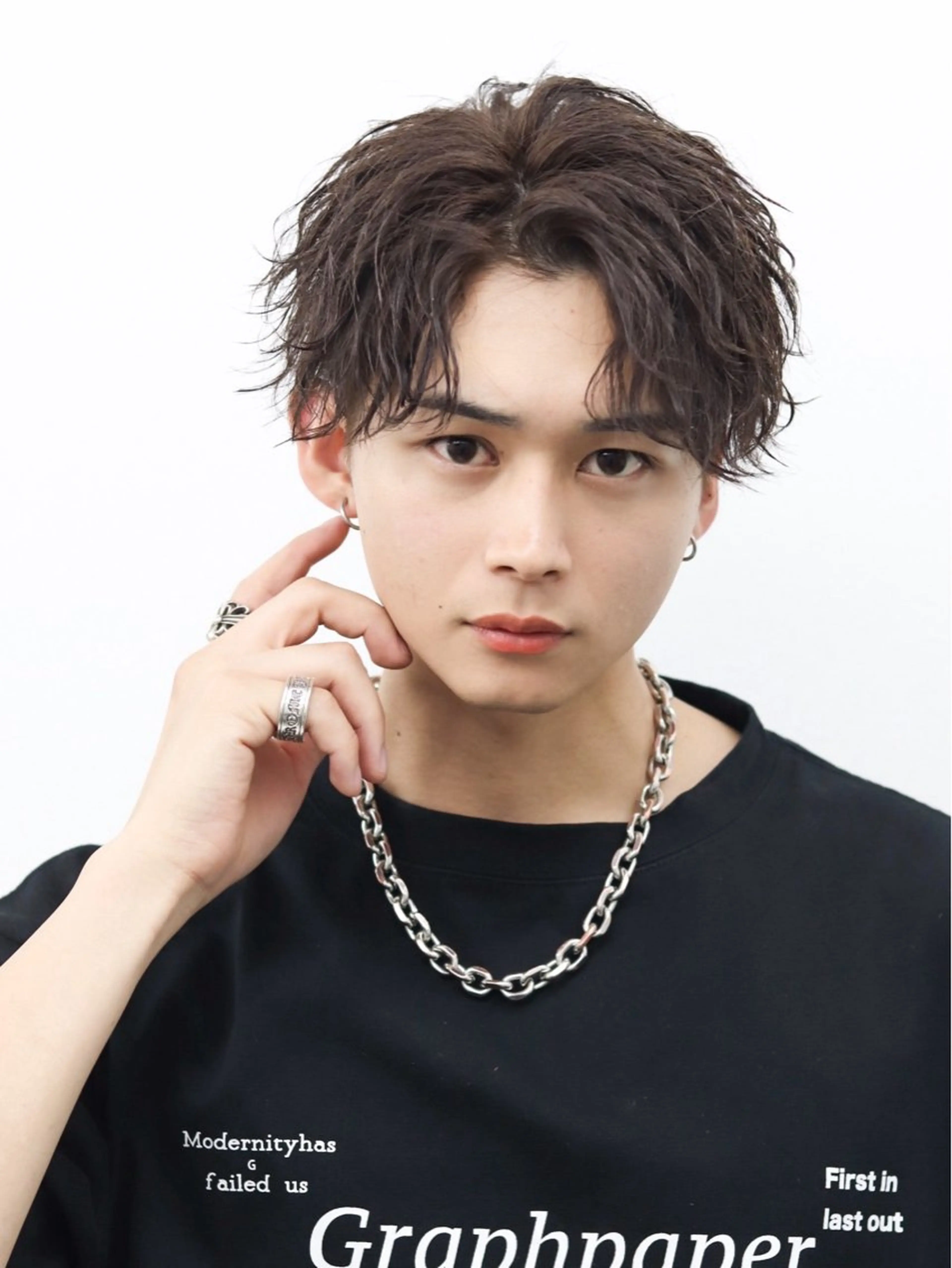 ミディアム パーマ メンズ カット パーマ トリートメント シースルーマッシュ/ メンズ/KYOHEIのヘアスタイル