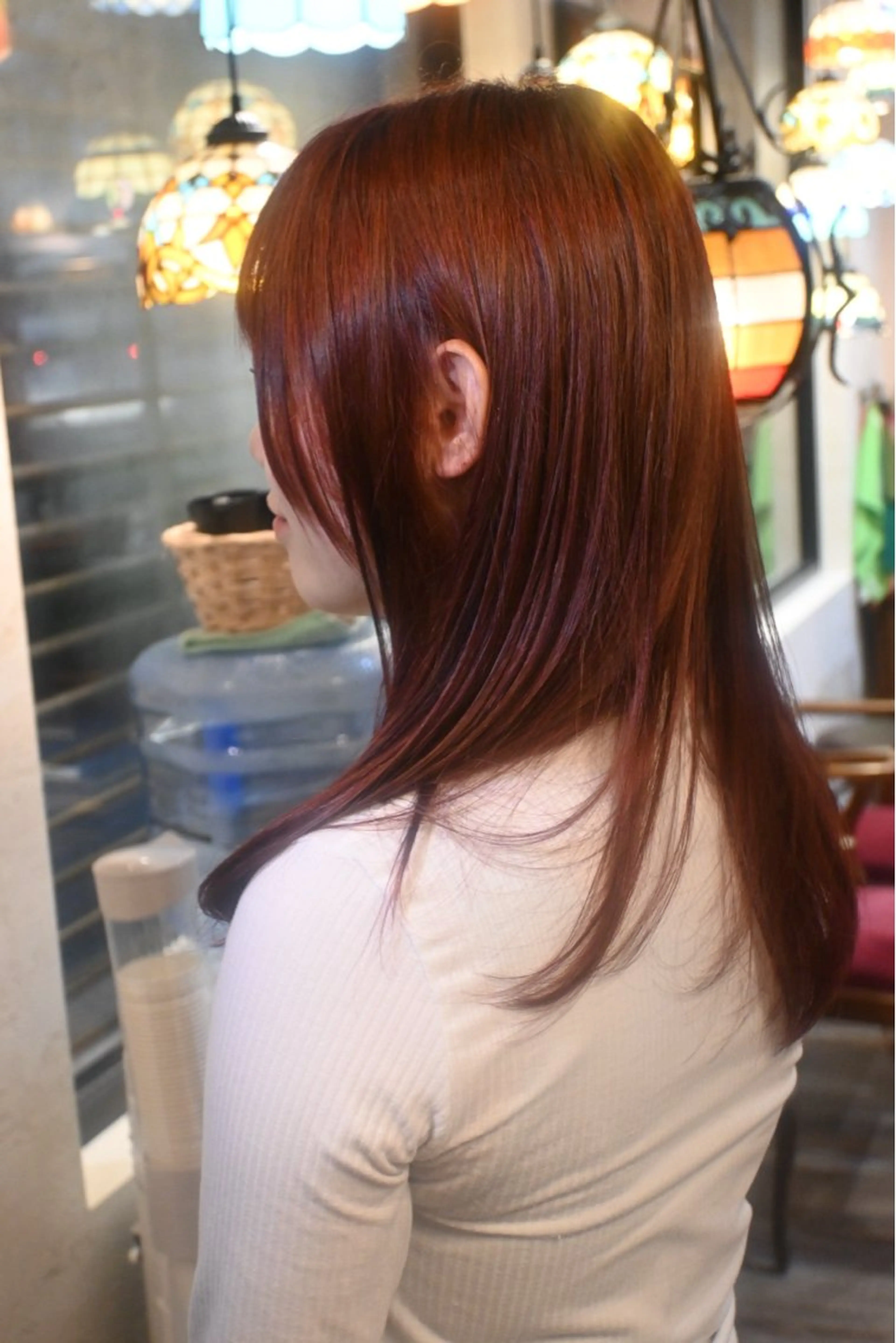 セミロング カラー カシス 濱岸 蓮央のヘアスタイル