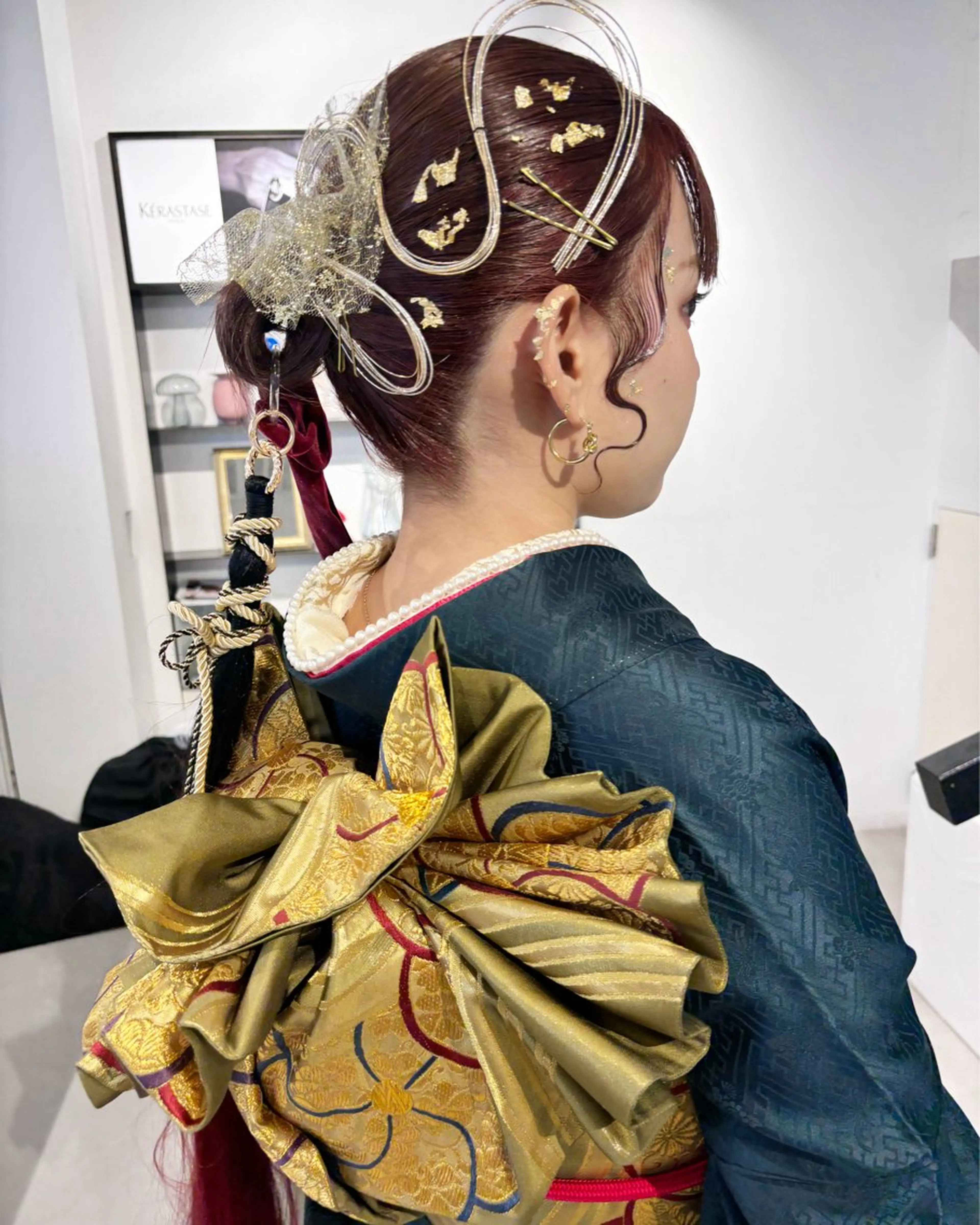 ヘアアレンジ 成人式 着物ヘア お団子ヘア ポニーテール 結婚式・ブライダル ヘアセット Kureha/ネイル レイヤー/酸性縮毛のヘアスタイル