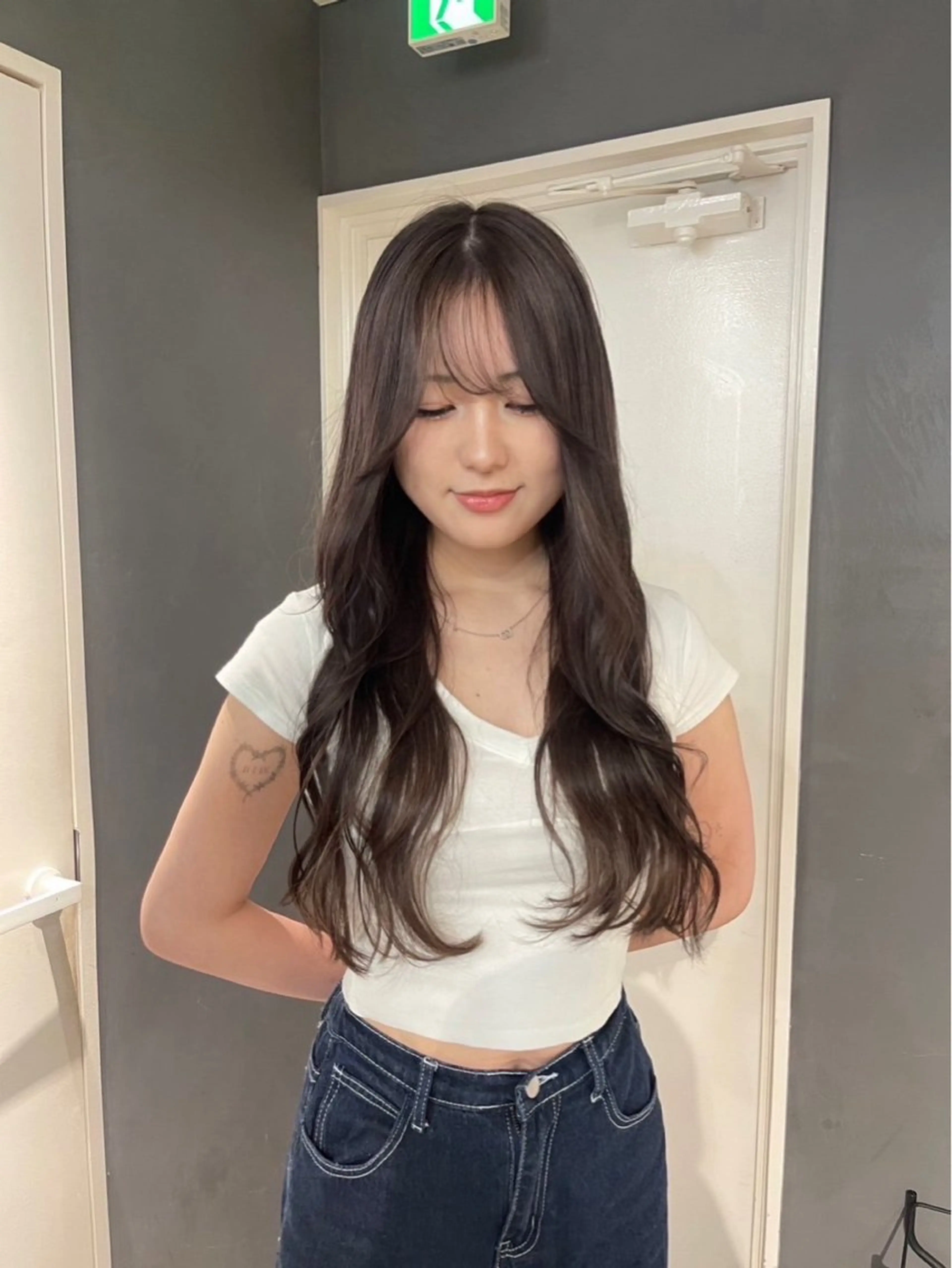 ロング カラー 顔周りカット 韓国風ヘア 堀江/透明感カラー /艶髪/NENE🫧のヘアスタイル