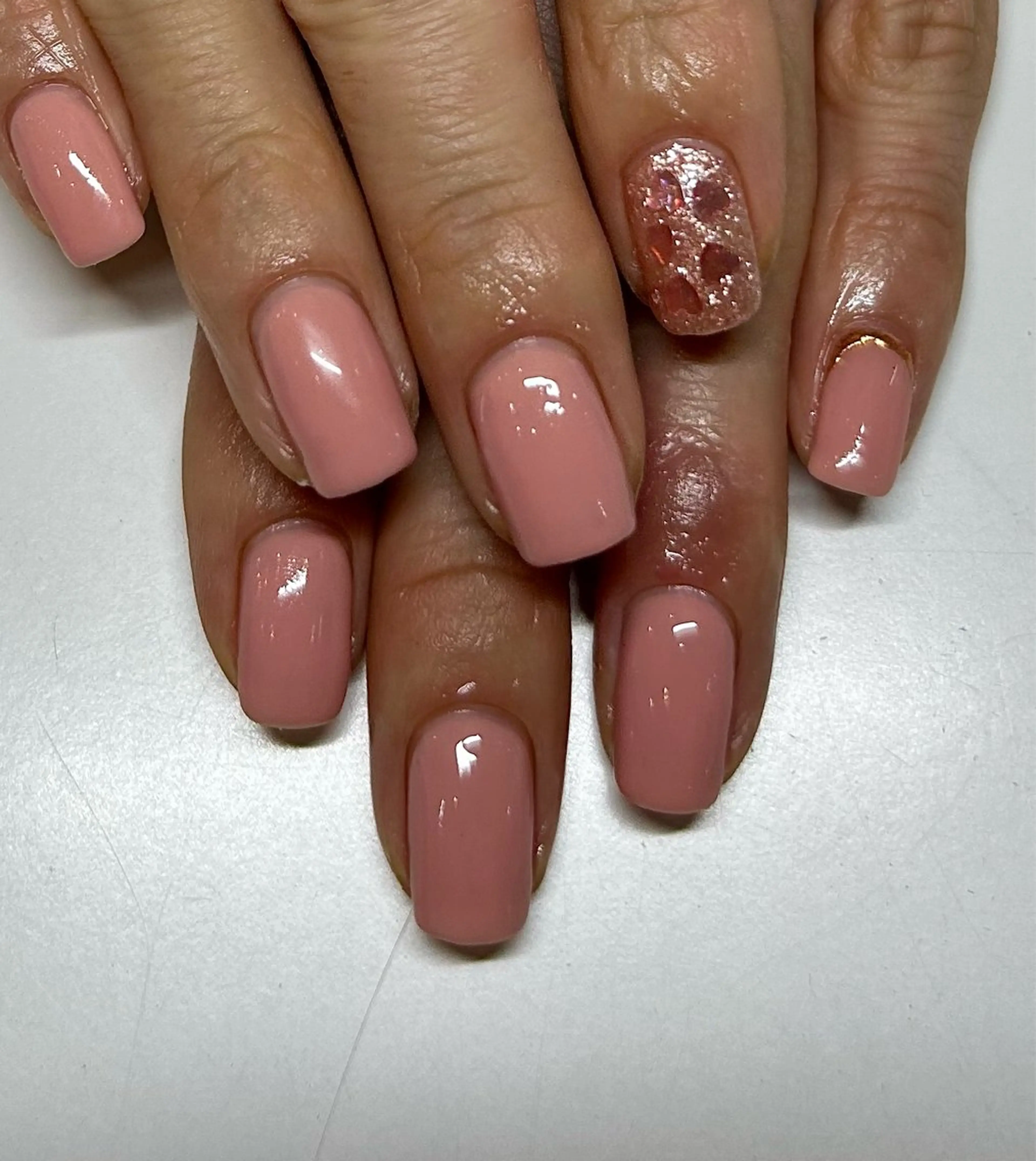 ネイル ハート ミラーネイル ピンク maninail ayaのネイルデザイン