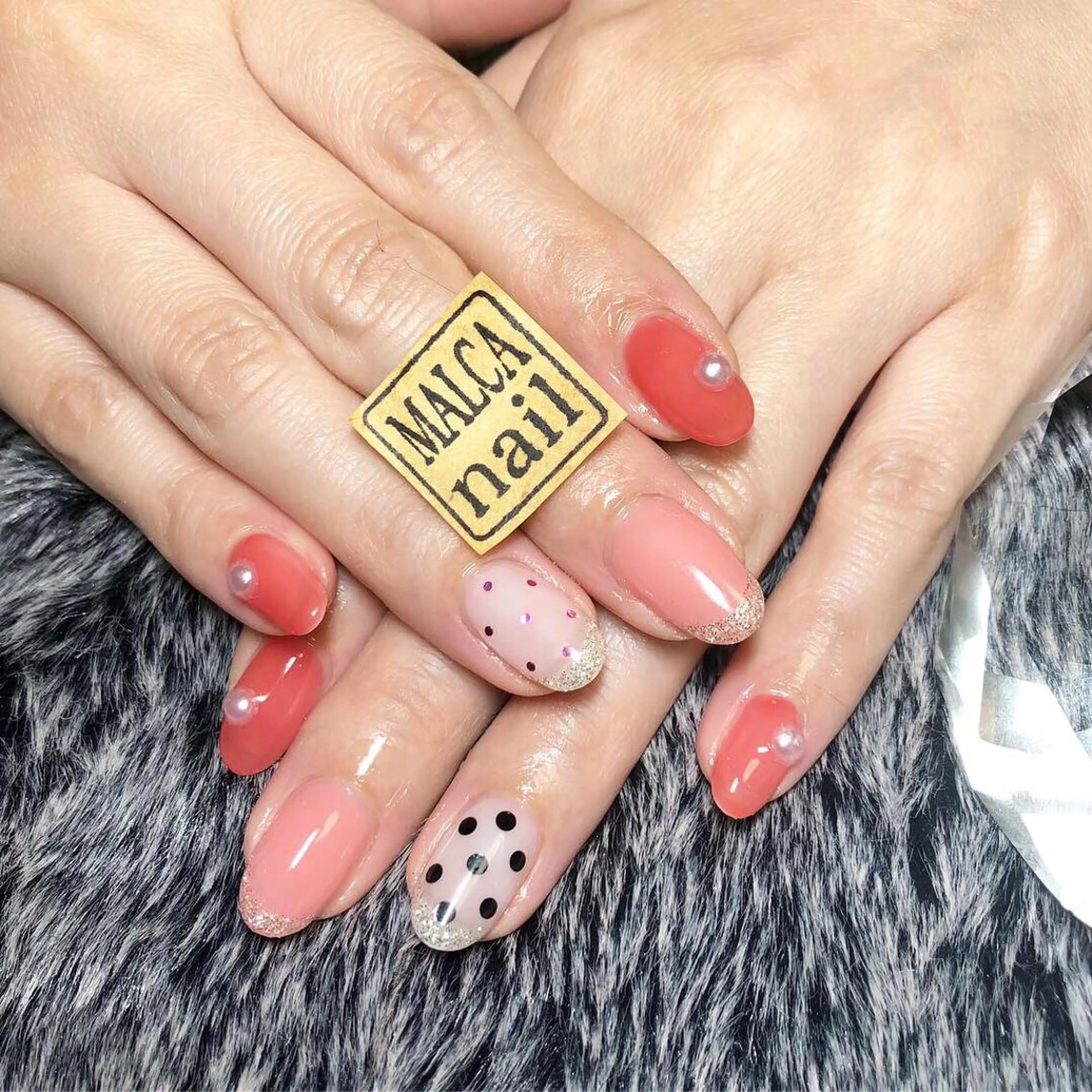 ミディアム カラー パーマ キッズ ネイル マツエク・マツパ ハンドネイル MALCAnail(マルカネイル)所属・荒木 莉奈のネイルデザイン