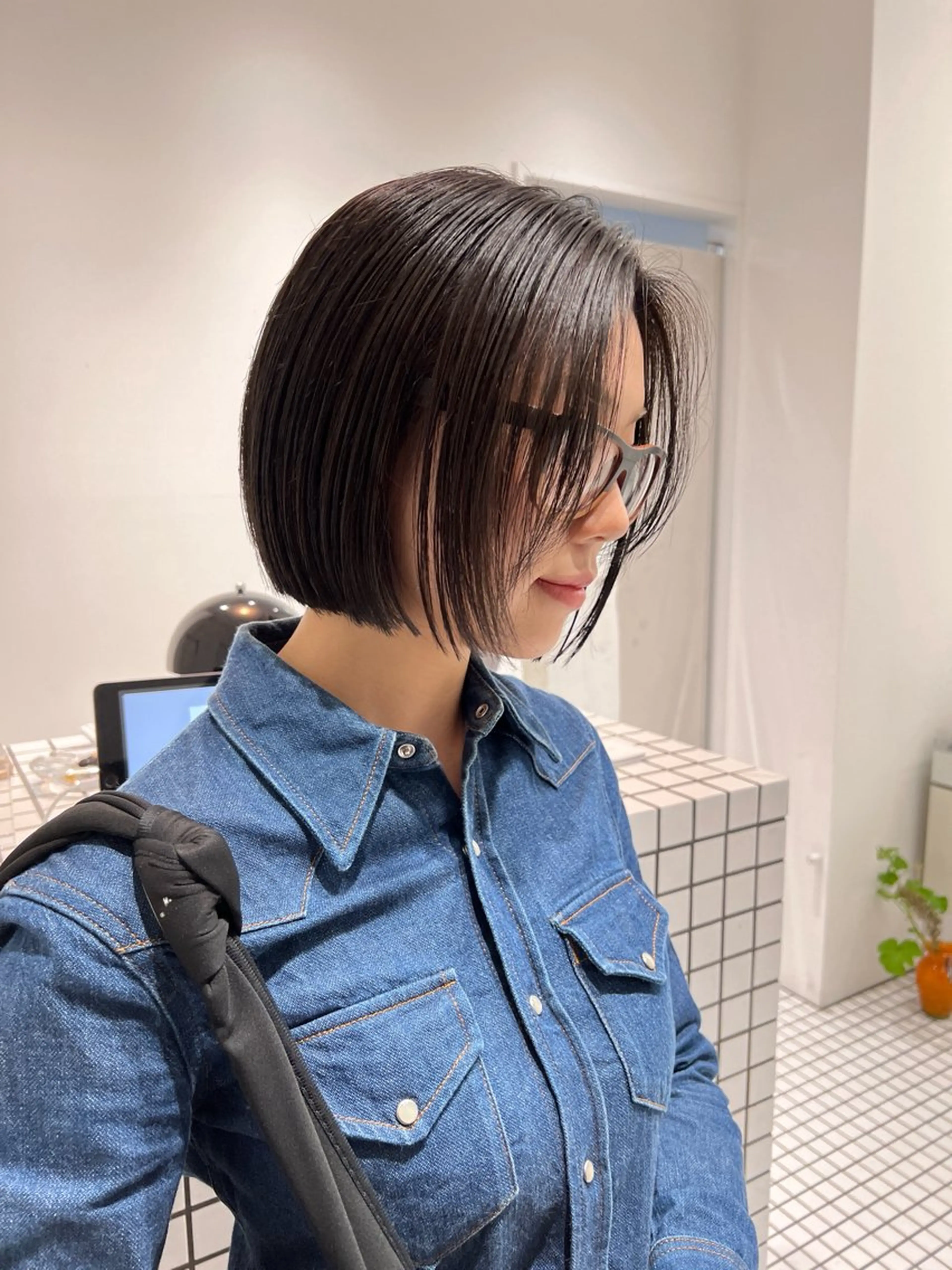 ショート カラー カット ヘアカラー 🌱ぱつっと/ボブ 🌱のヘアスタイル