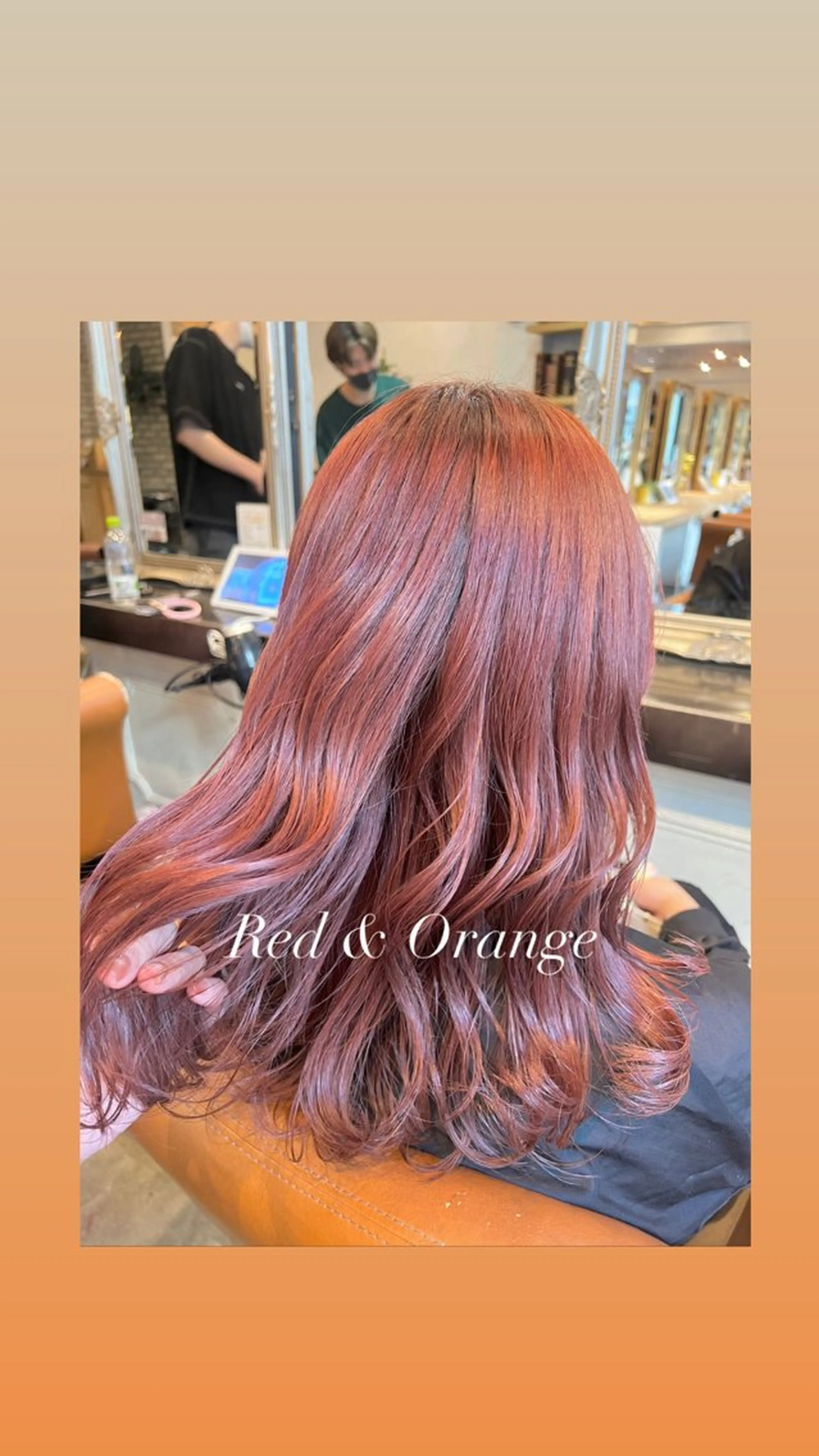 ロング カラー ブリーチ オレンジ レッドカラー カット ヘアカラー ハイライト/インナー /ブリーチ/レイヤーのヘアスタイル