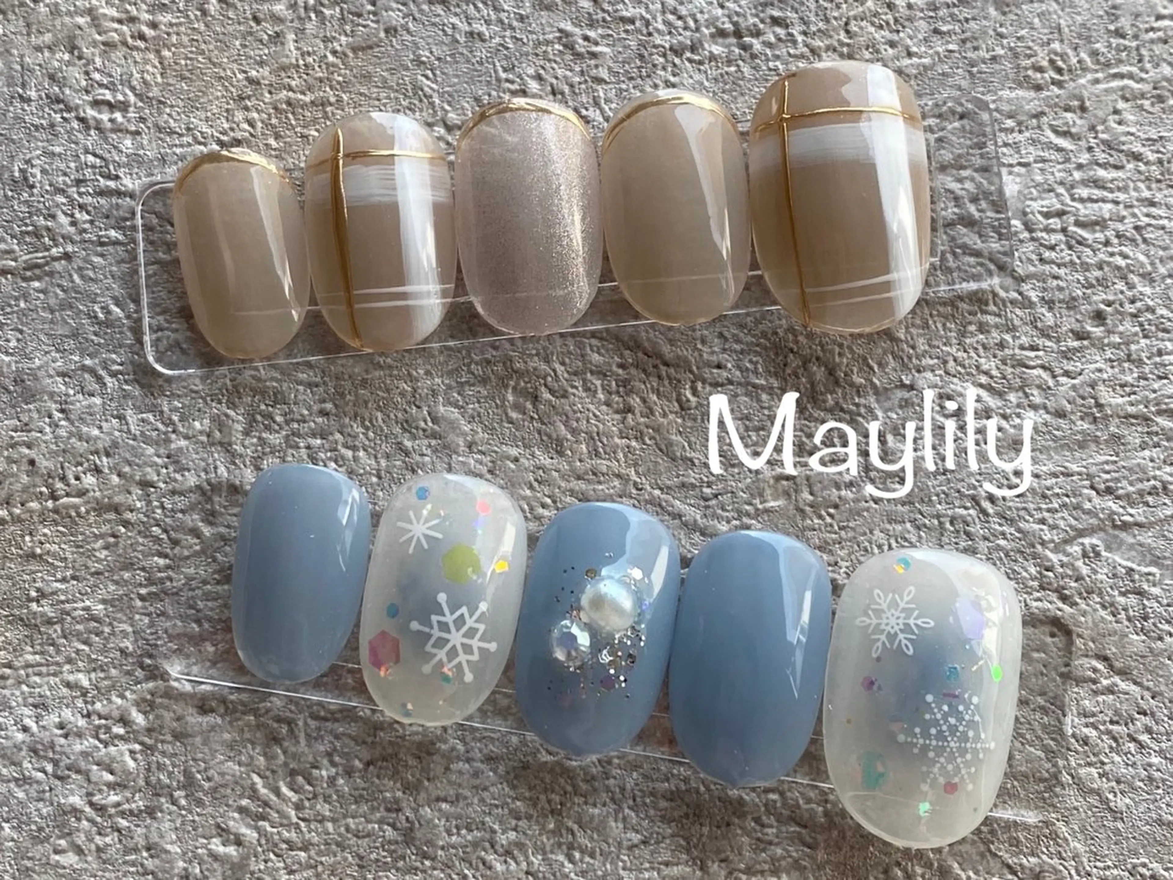 ネイル ブルー ホワイト ハンドネイル Nail salon Maylily所属・Nail salon Maylilyのネイルデザイン