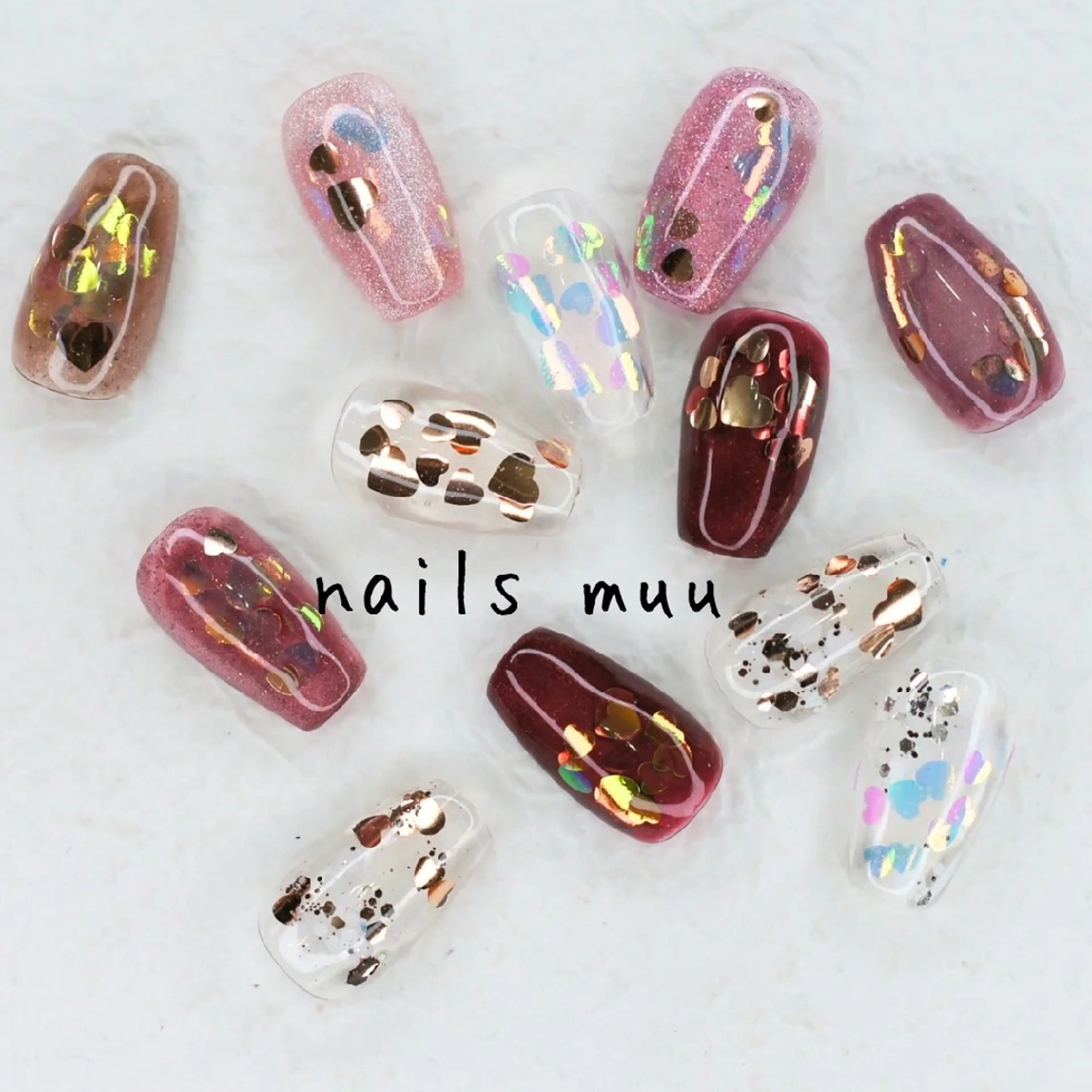 ネイル ハート バレンタイン ハンドネイル nails muu まゆのネイルデザイン