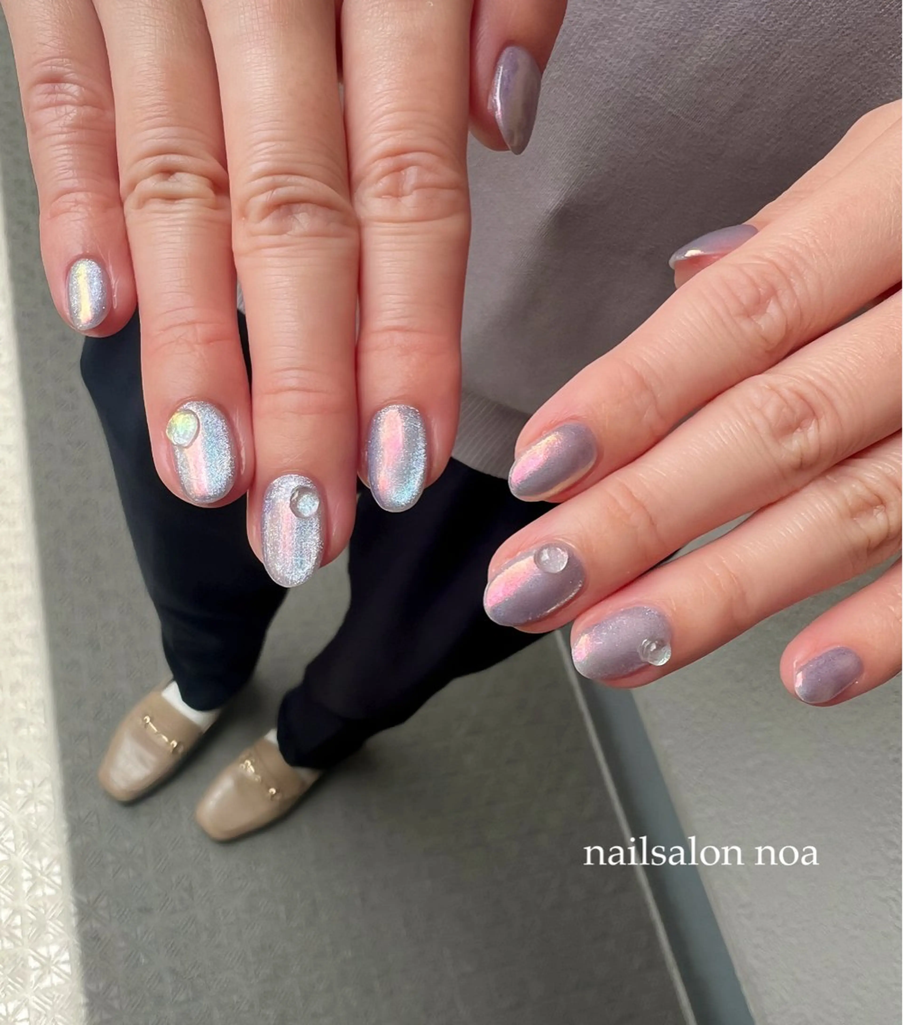 ネイル オーロラネイル ジェルネイル マグネットネイル ニュアンスネイル パラジェル noa nail所属・nailist sakiのネイルデザイン