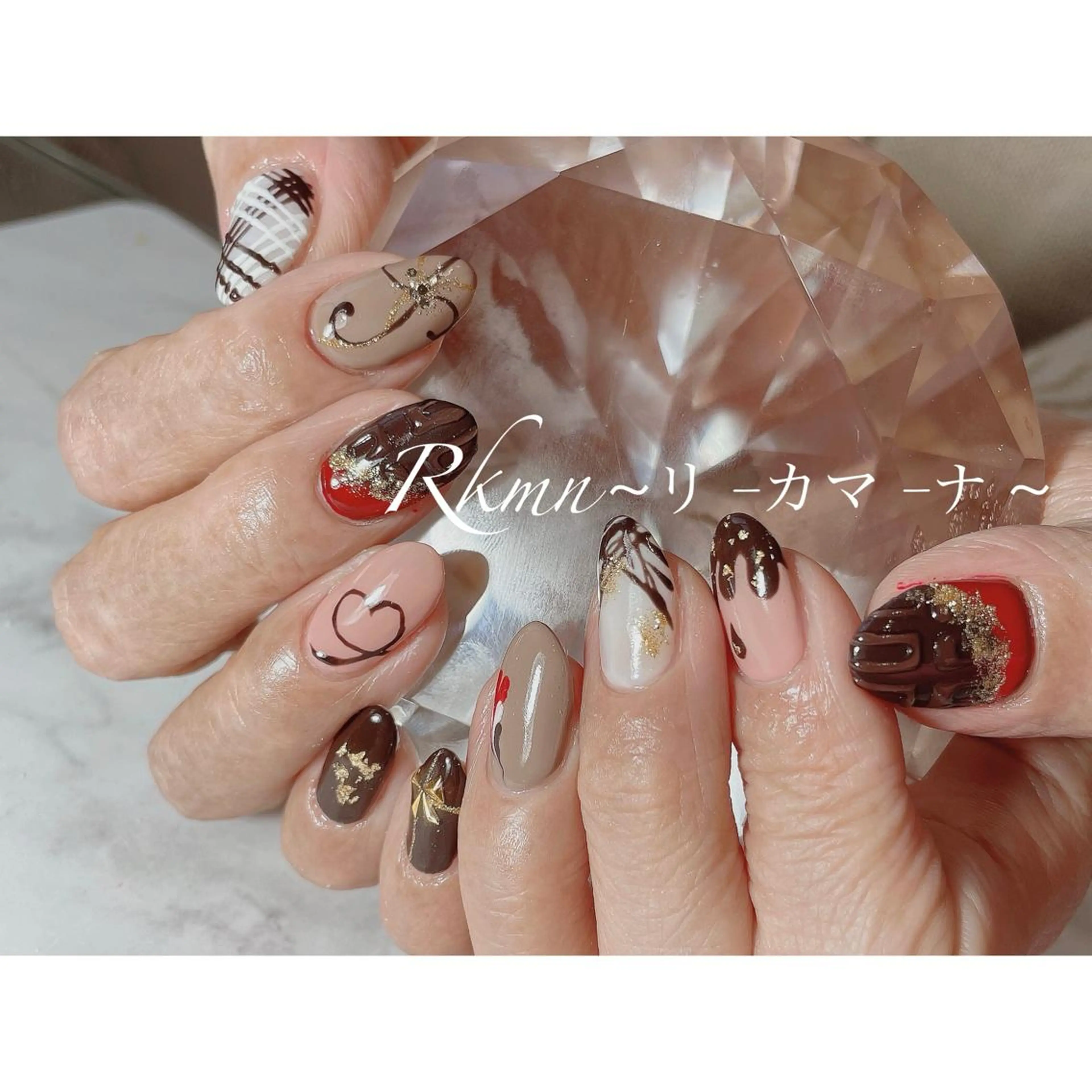 ネイル アートネイル ハート 春ネイル バレンタイン ハンドネイル フットネイル ハンドケア Rkmn ~リ-カマ-ナ~のネイルデザイン