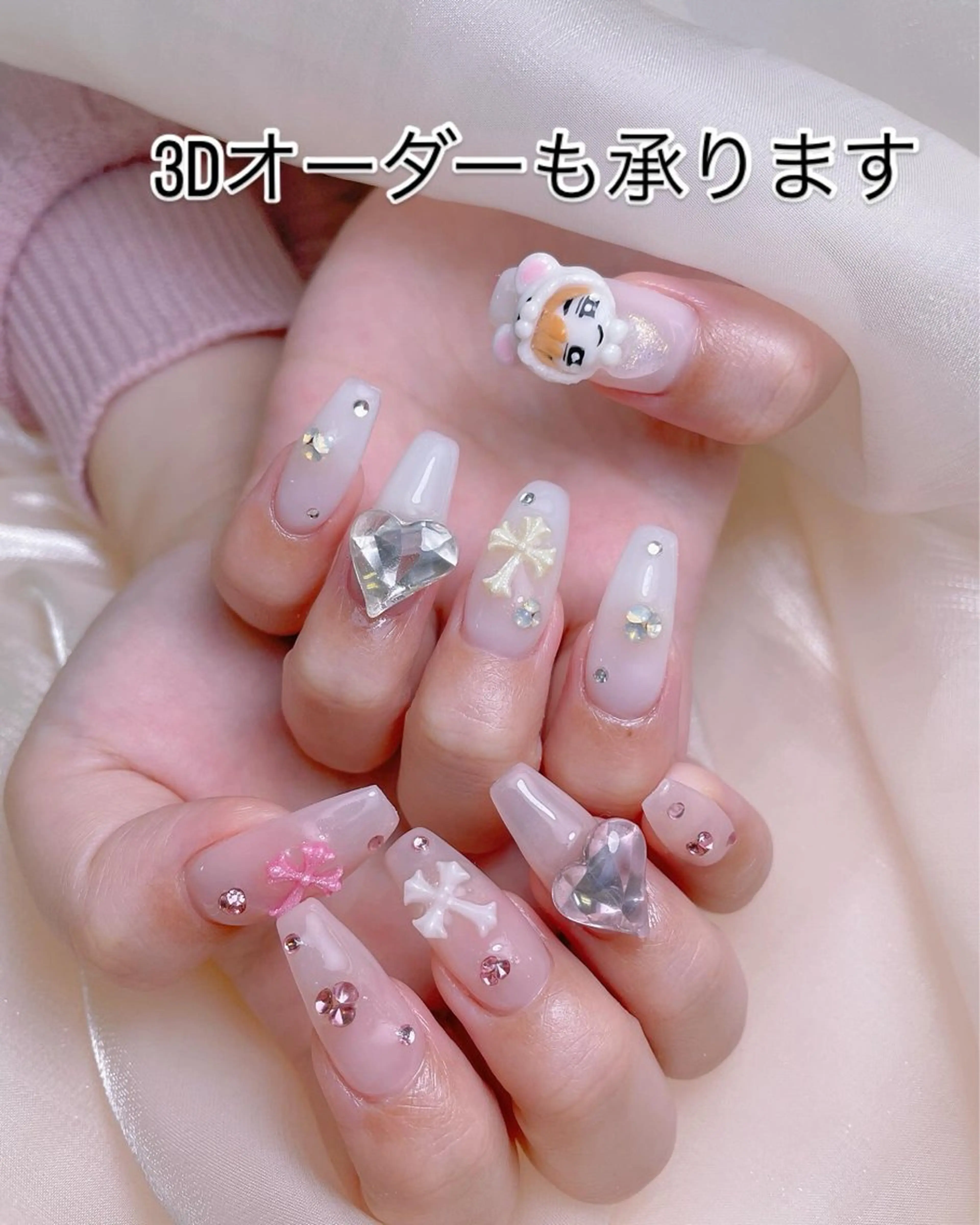ネイル チークネイル ガーリー キラキラネイル 韓国ネイル ミラーネイル ハンドネイル NailPrincess所属・princess スカルプ専門店のネイルデザイン