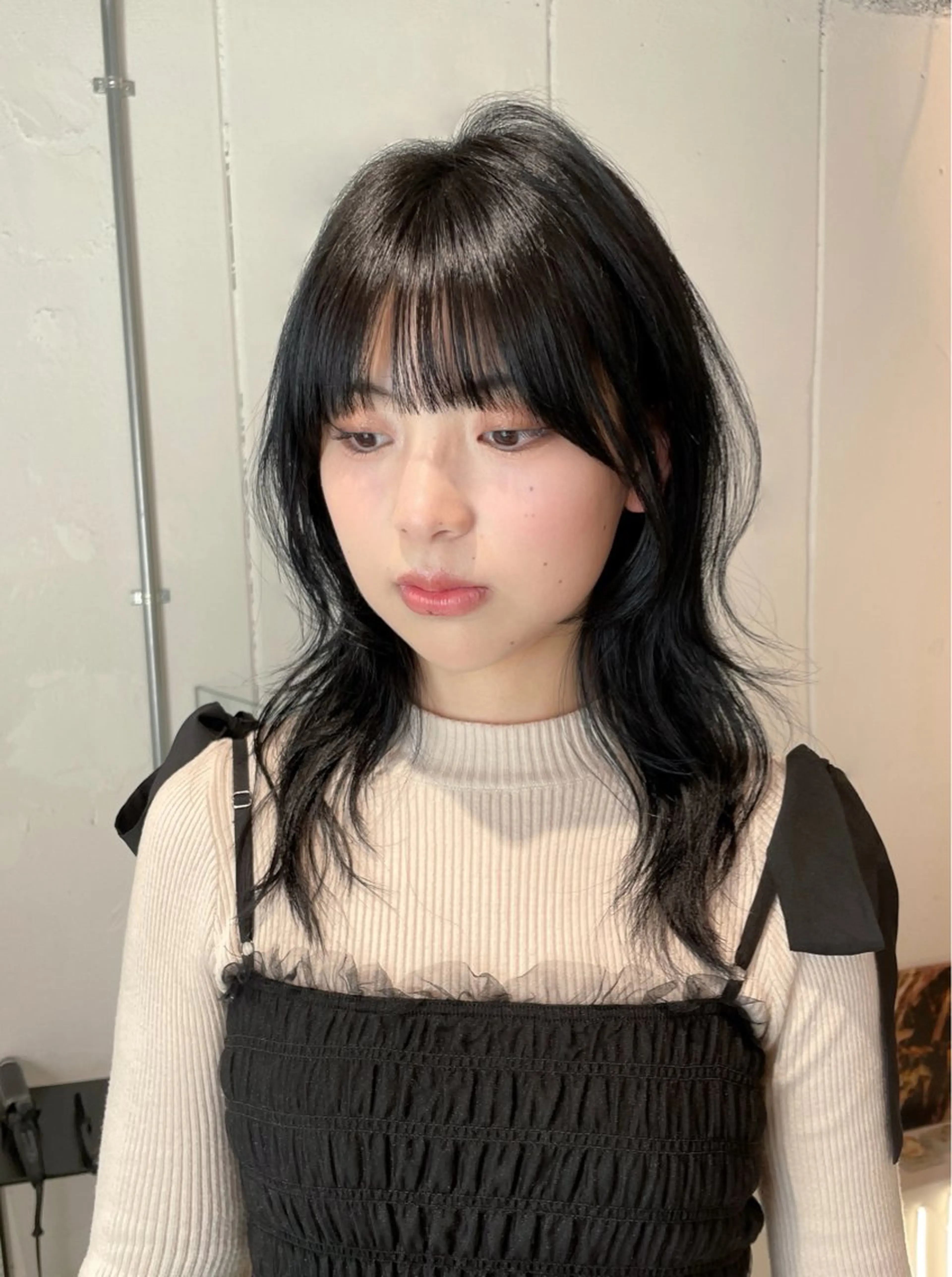 セミロング 顔周りカット レイヤーカット カット ヘアカラー トリートメント ハッシュカット/ 韓国ヘア☽⋰mahoのヘアスタイル