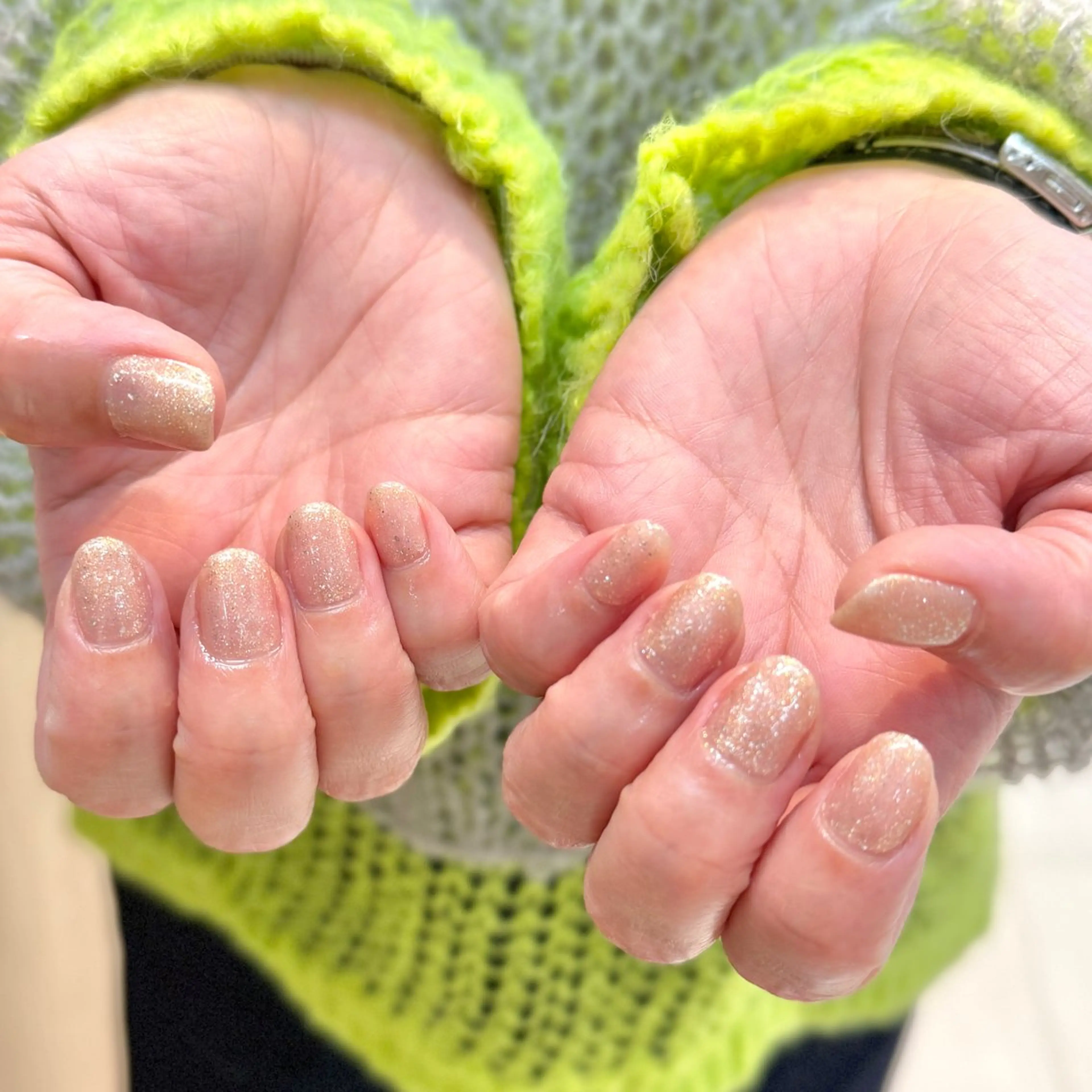 ネイル ラメ(グリッター) オレンジ TRIOS sakiのネイルデザイン