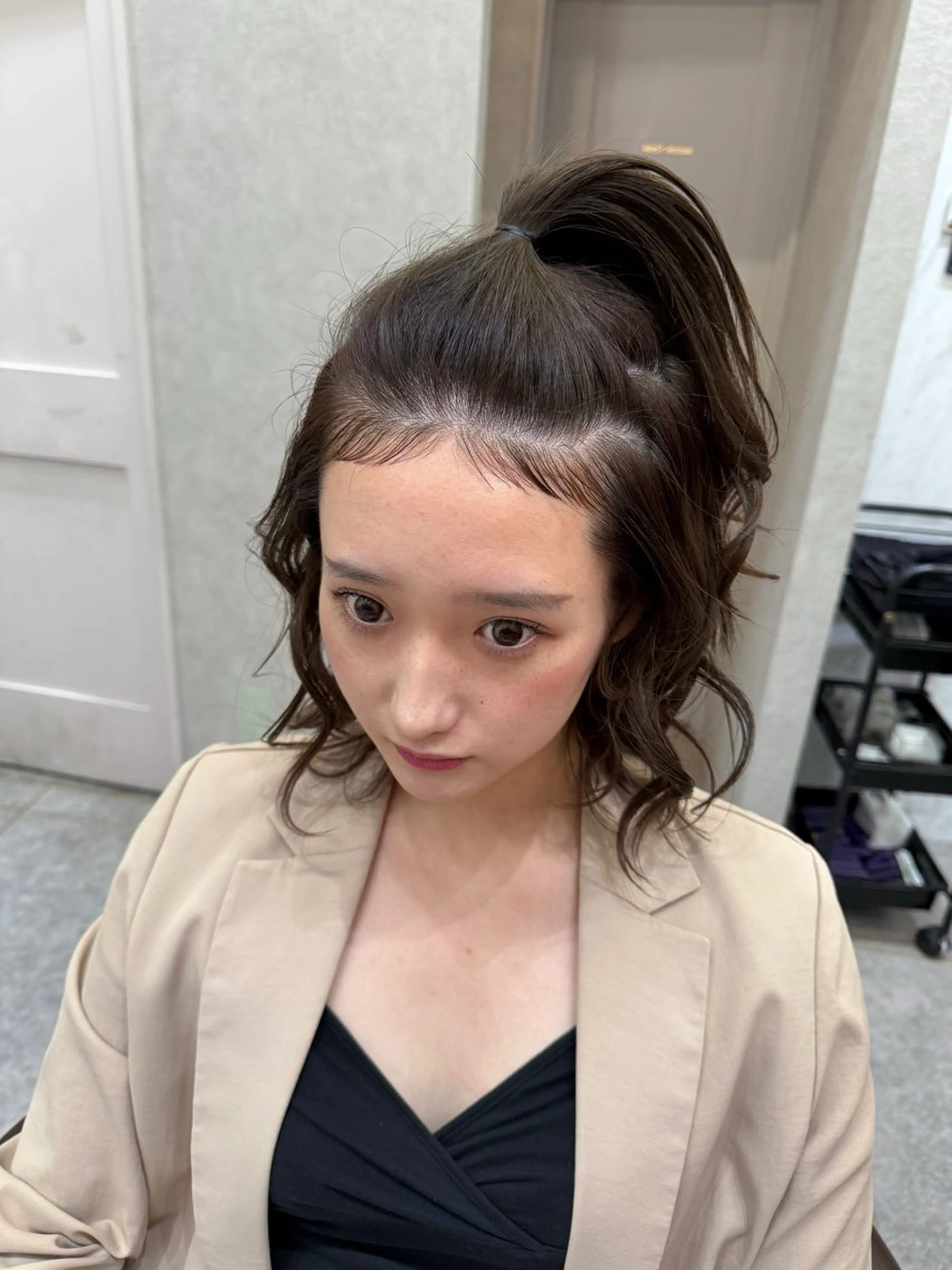 ミディアム パーマ カット パーマ ケアブリーチ 韓国レイヤーKYONのヘアスタイル