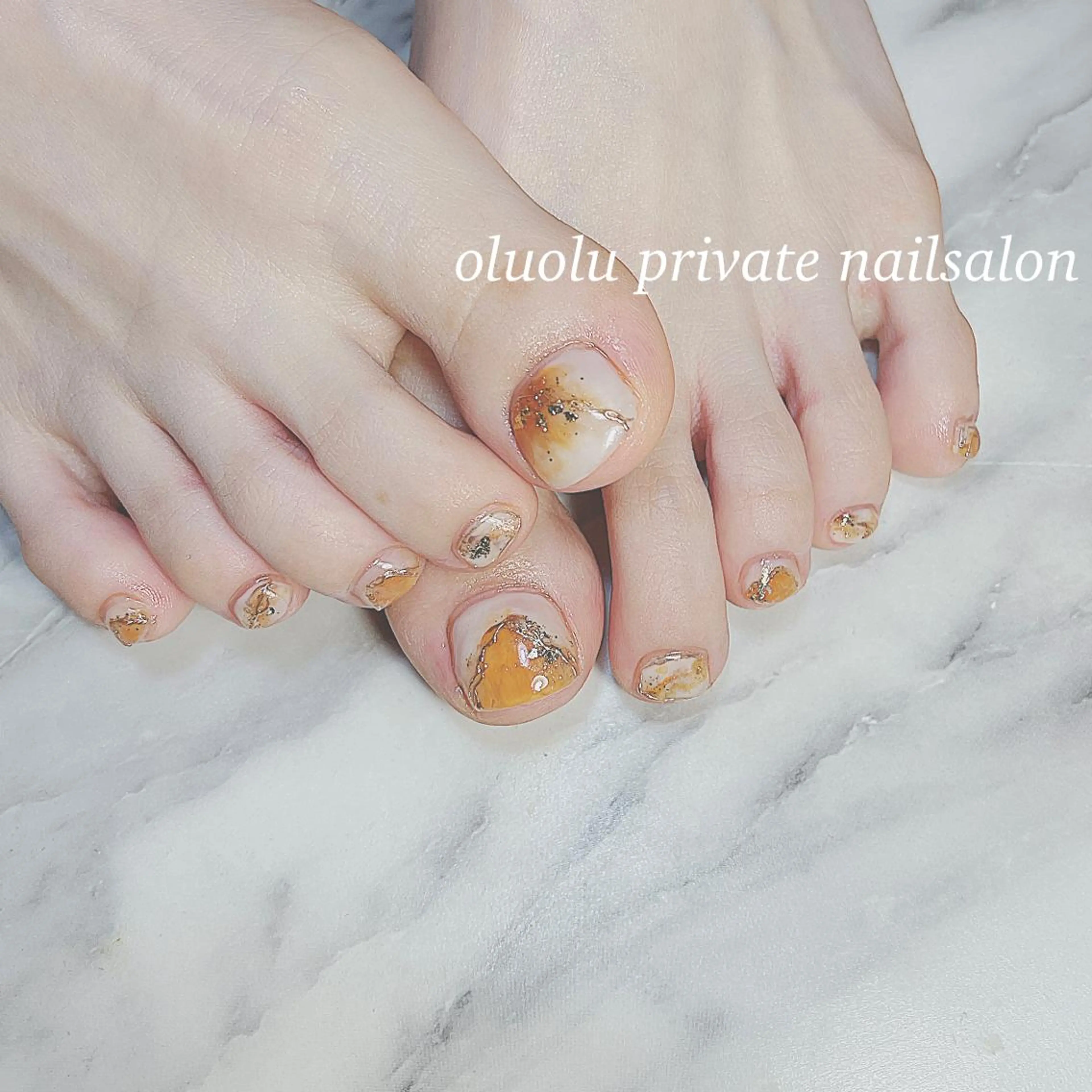 ネイル アートネイル べっ甲ネイル フットネイル ジェルネイル ミラーネイル フットネイル 大村 紬華のネイルデザイン