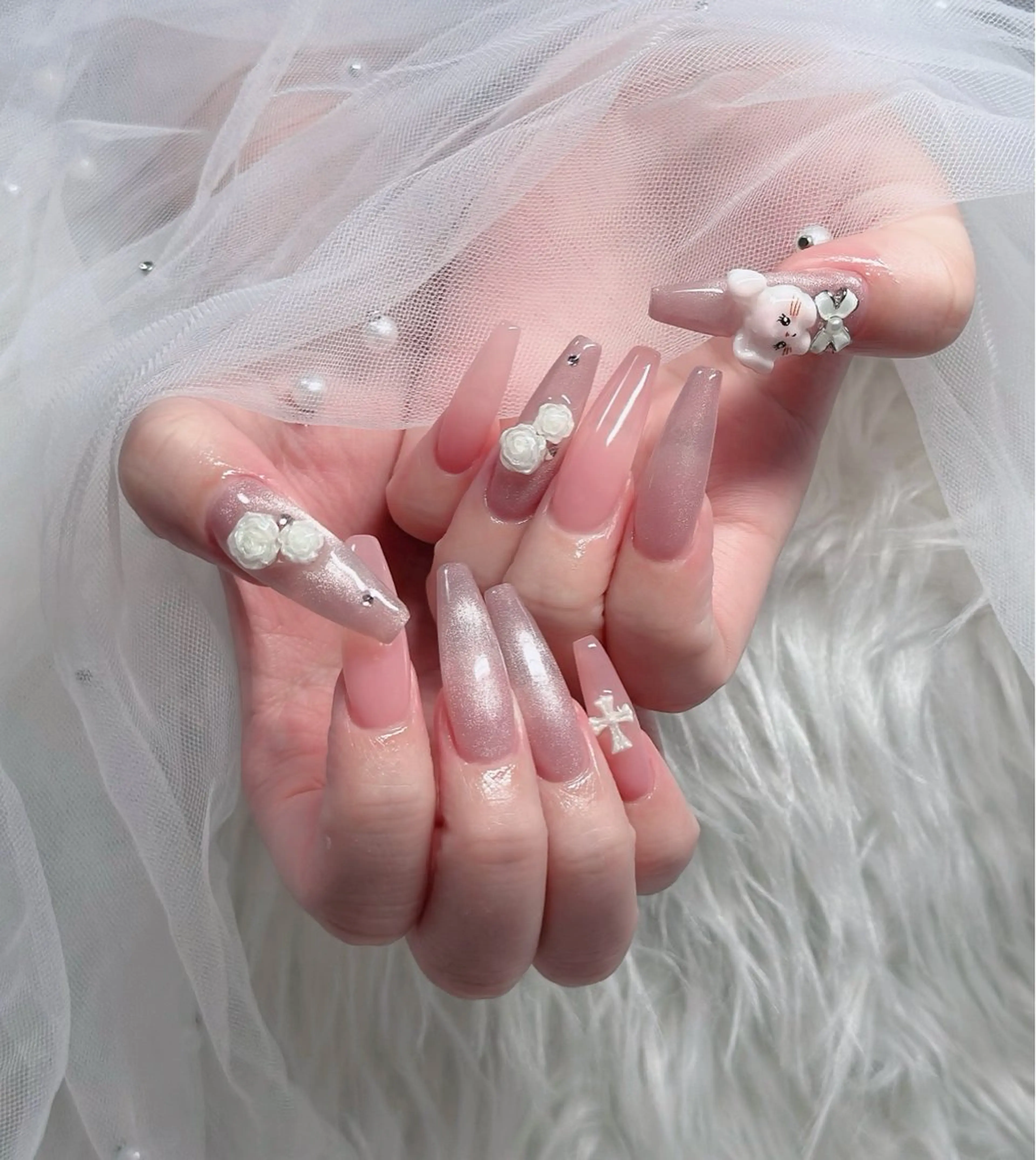 ネイル ハート キラキラネイル リボン ハンドネイル キノコ H.babynailのネイルデザイン