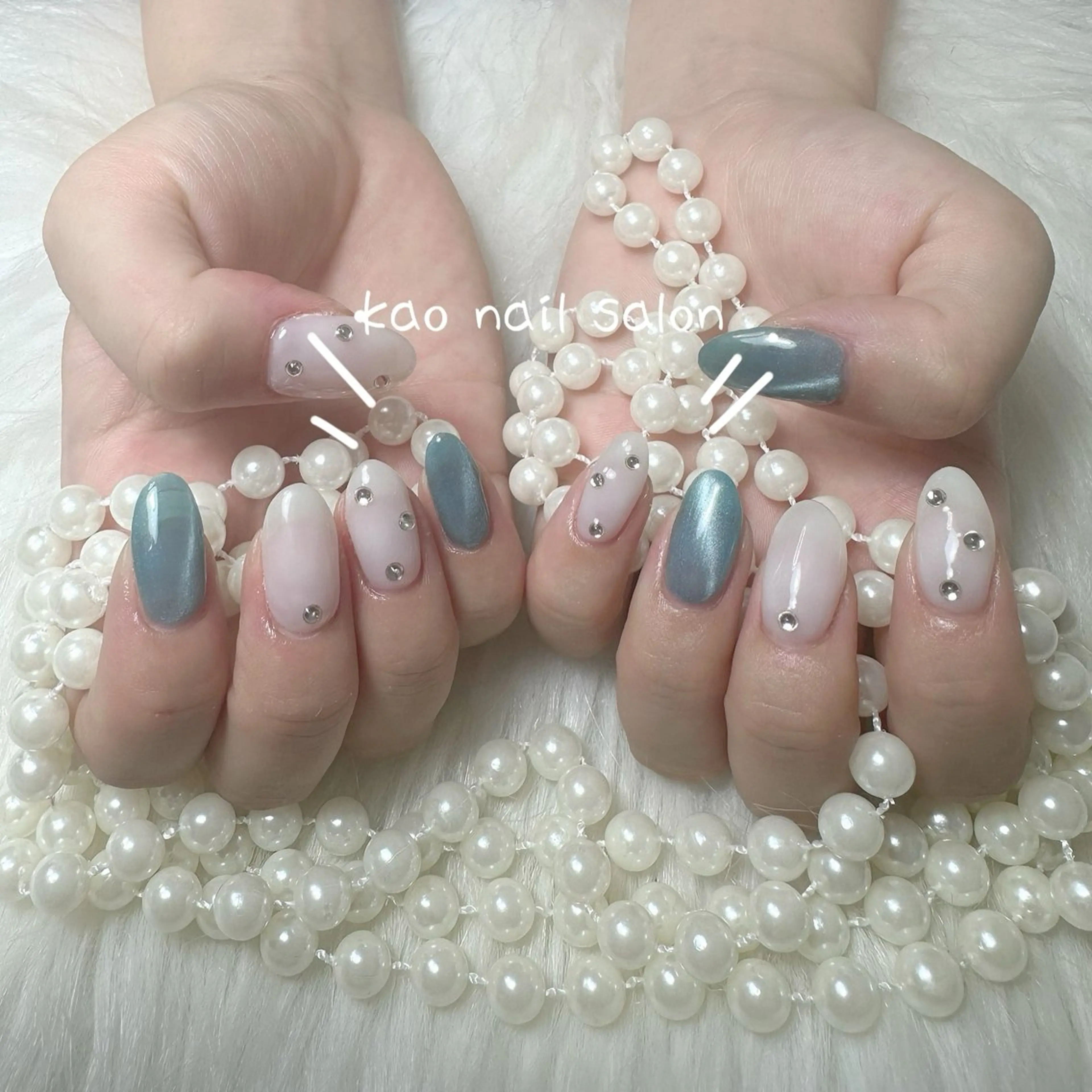 ネイル チークネイル 長さ出し フレンチネイル ジェルネイル ガラスフレンチ ハンドネイル kao nail マグネット/長さだしのネイルデザイン