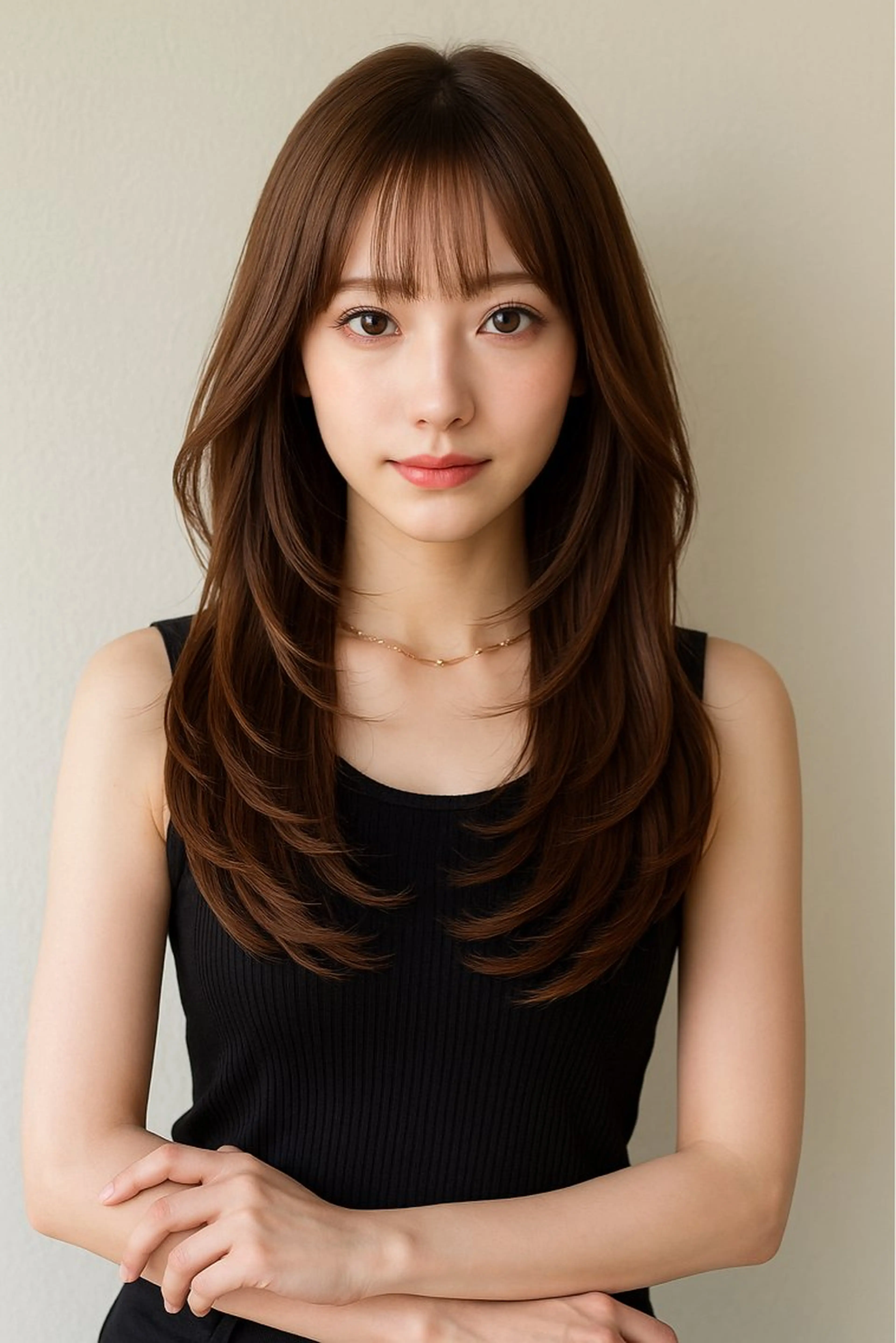 ロング カラー パーマ ヘアアレンジ メンズ キッズ カット ヘアカラー トリートメント ヘッドスパ 🦋透明感グレージュ /韓国レイヤー🦋のヘアスタイル