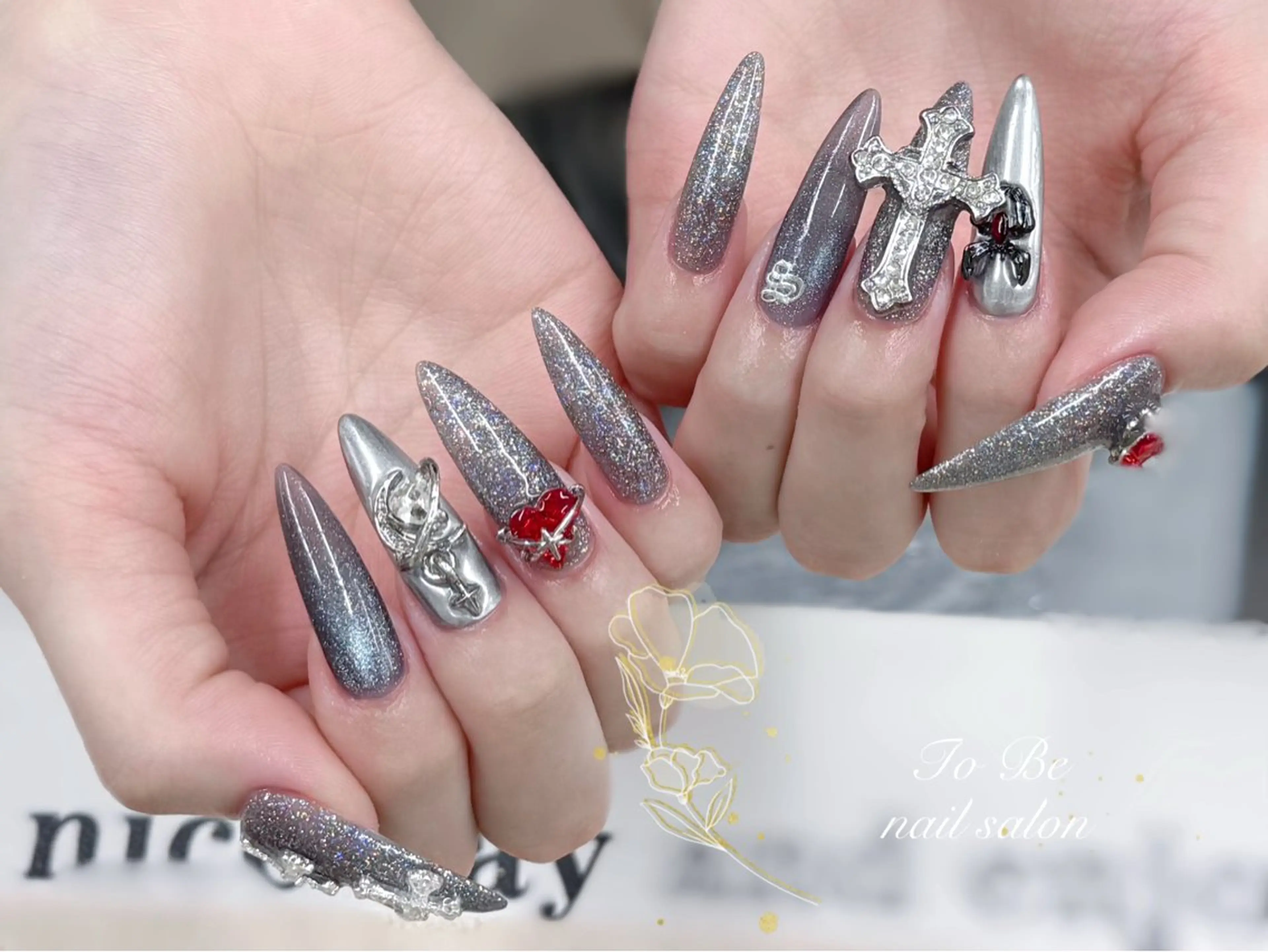 ロング ハンドネイル Nail Salon To Be珈月のネイルデザイン