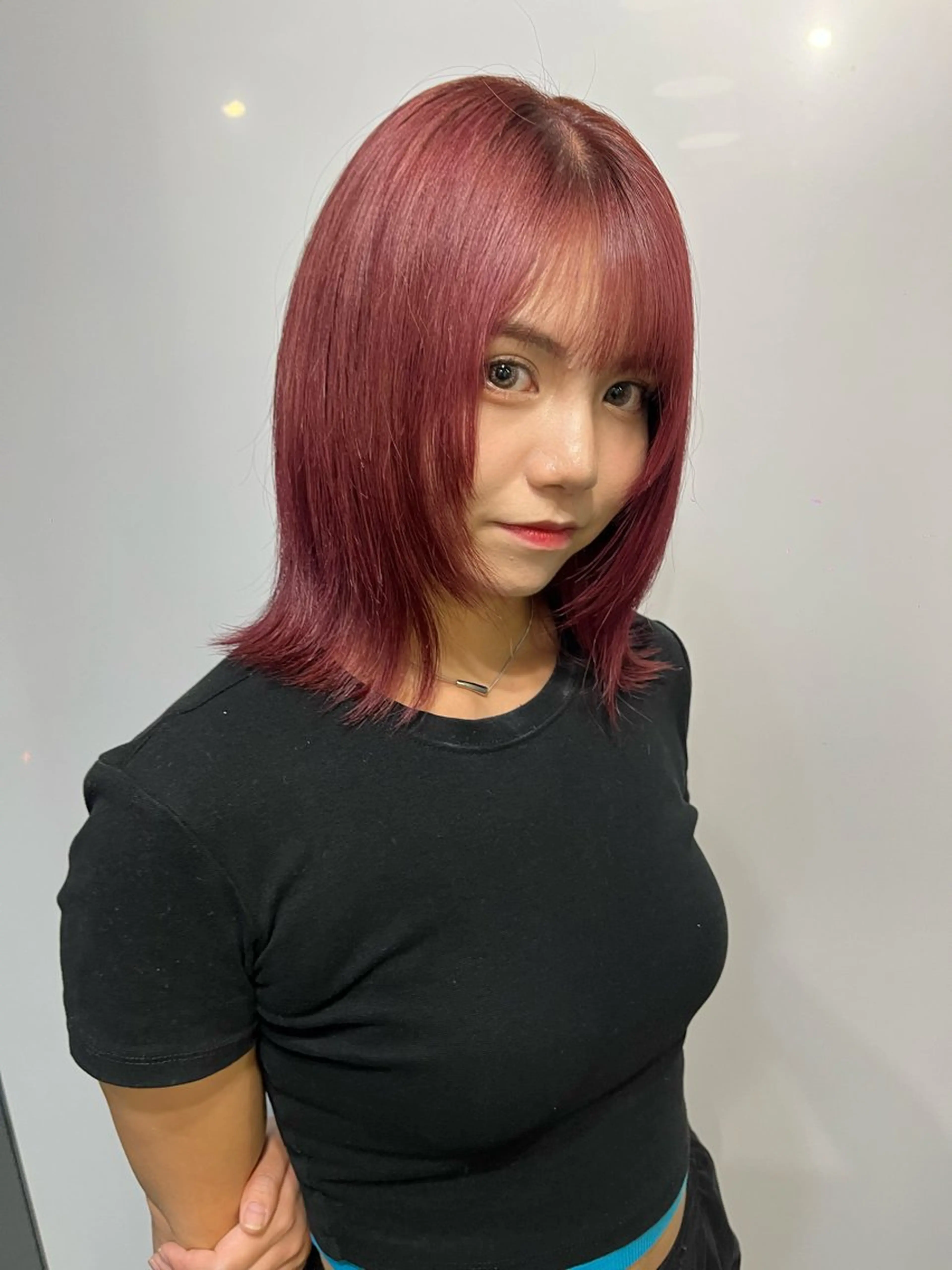 ミディアム ヘアカラー トリートメント ヘアセット vivieりく /曲がる縮毛のヘアスタイル