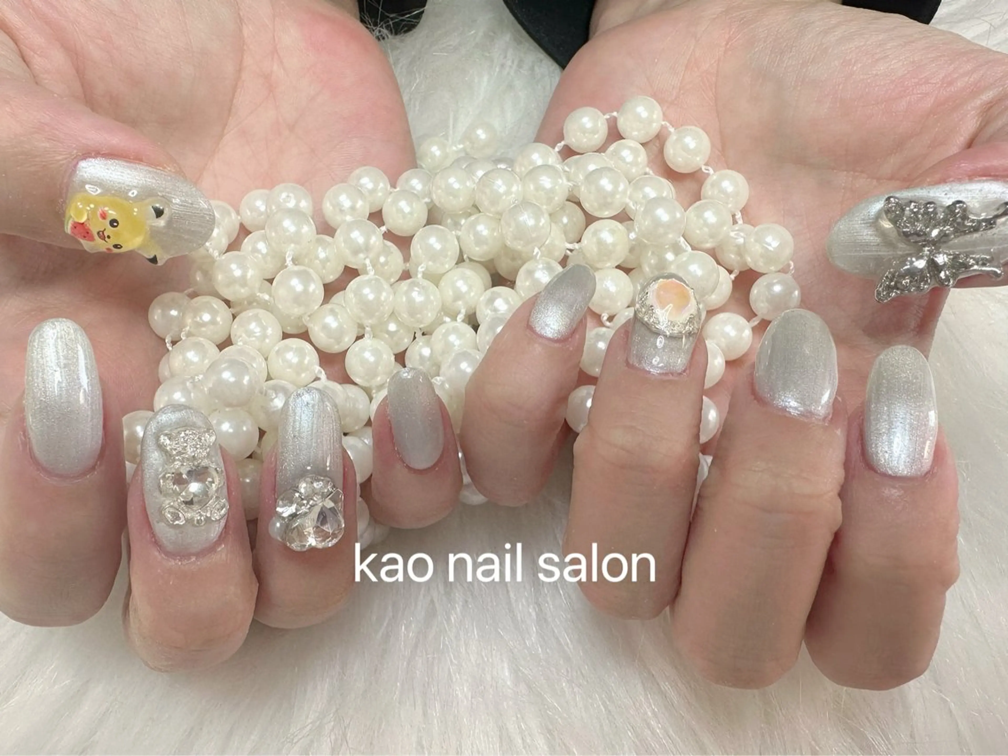 ネイル チークネイル 長さ出し フレンチネイル ジェルネイル ガラスフレンチ ハンドネイル kao nail マグネット/長さだしのネイルデザイン