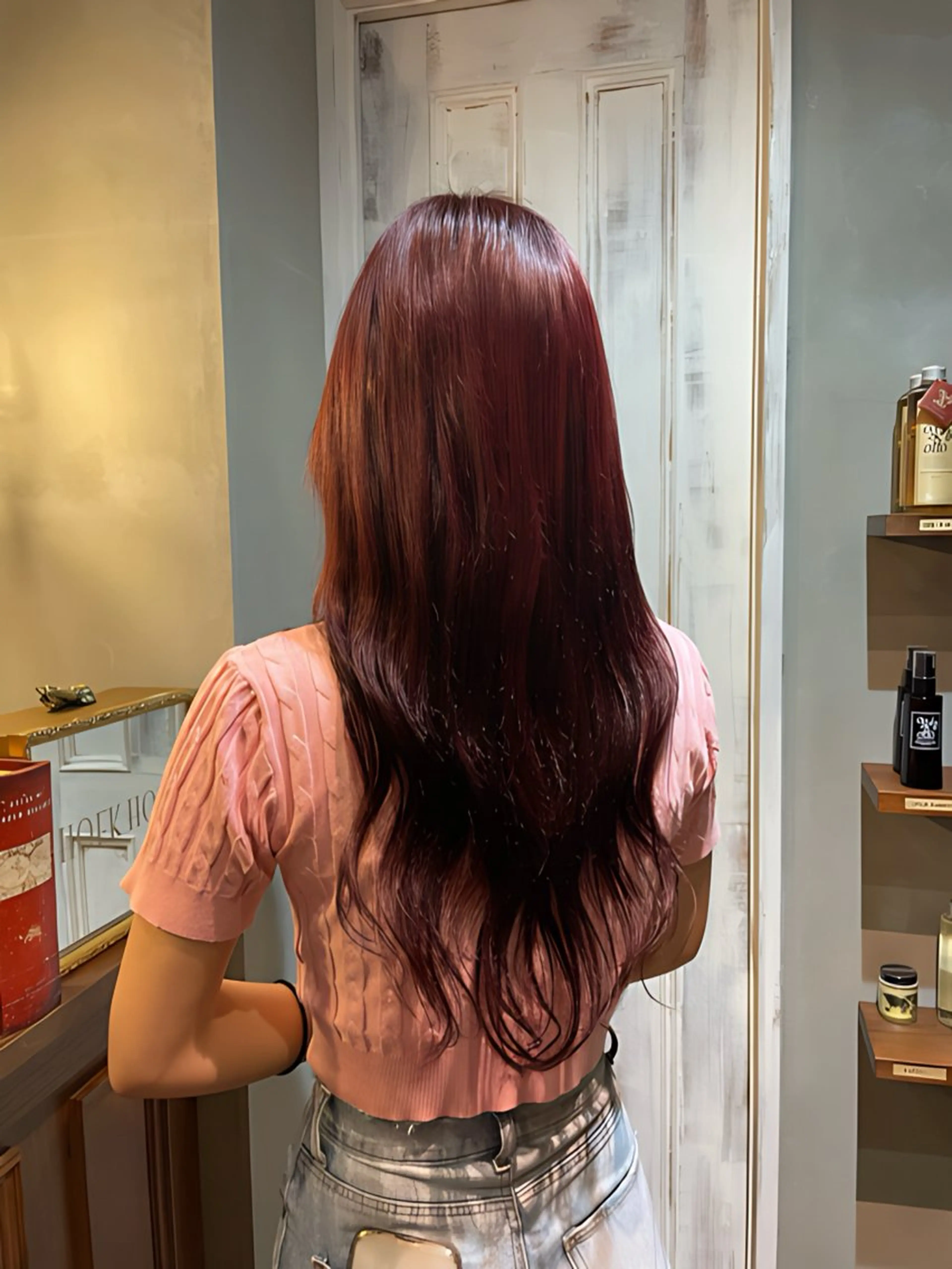 ロング カラー ヘアアレンジ レッドカラー ヘアカラー saya 🧸 カット/縮毛矯正のヘアスタイル