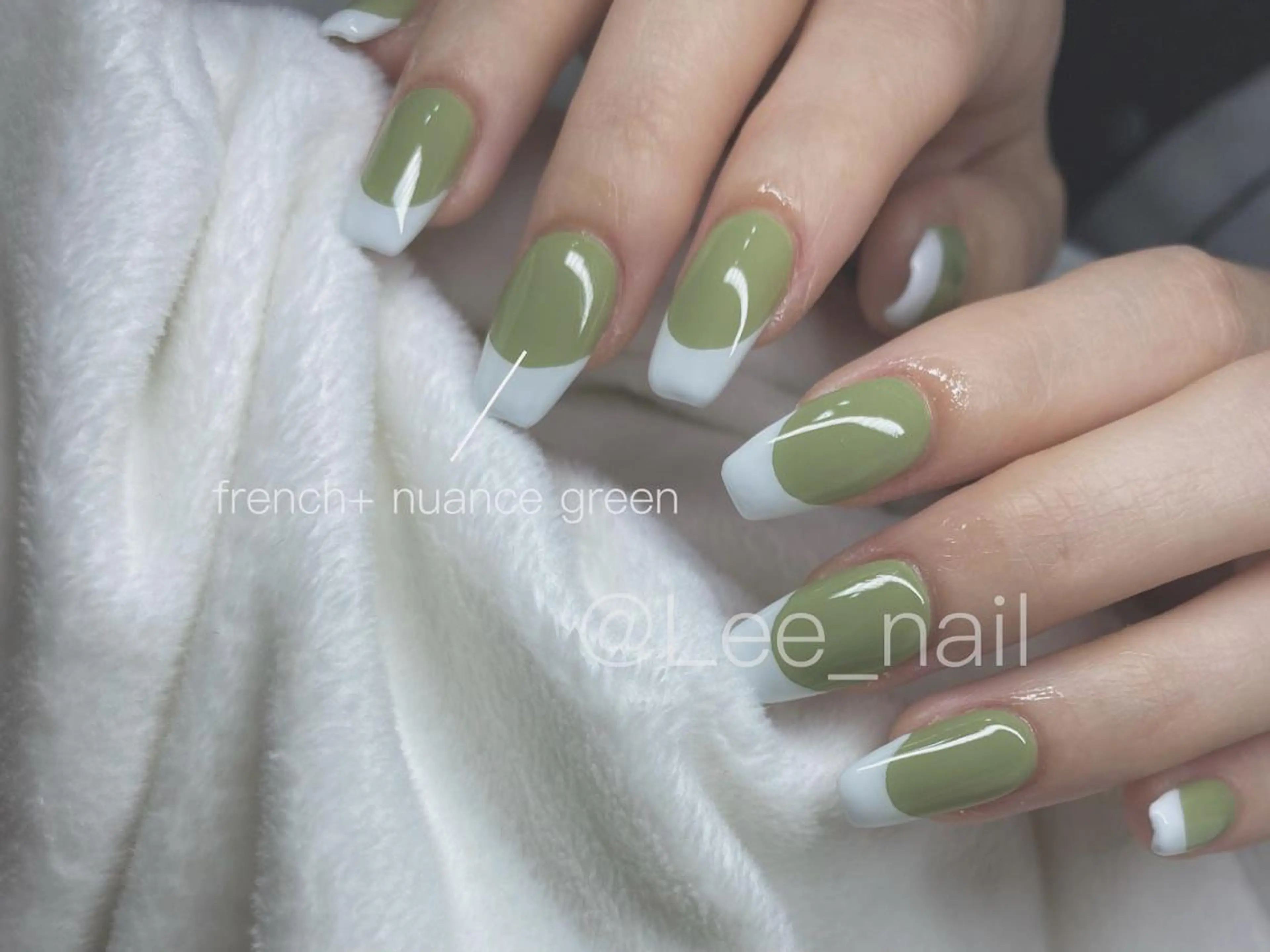 ネイル フレンチネイル グリーン ピスタチオネイル ハンドネイル Lee_ nailのネイルデザイン