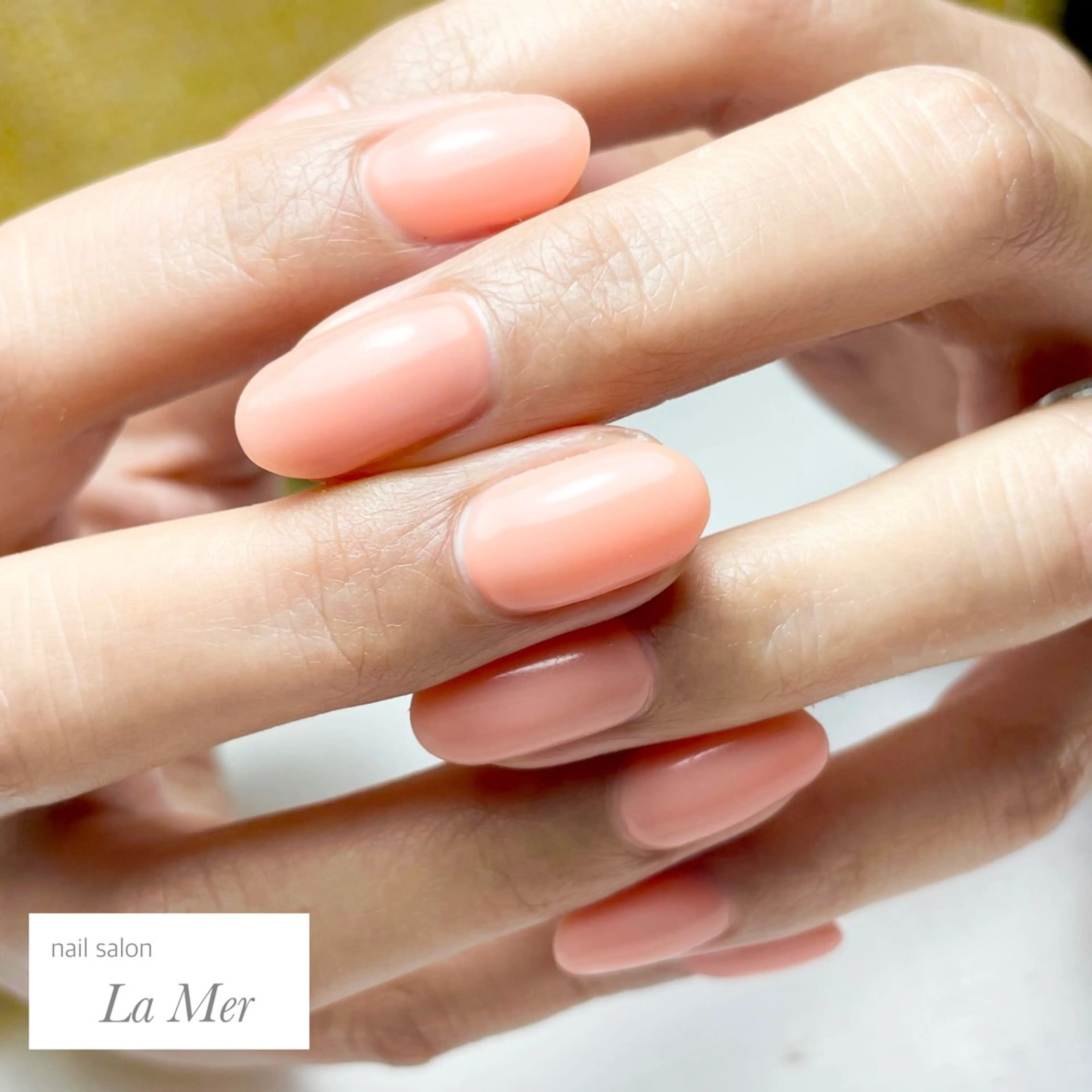 ネイル オフィスネイル ワンカラーネイル オレンジ ピンク シンプルネイル ハンドネイル nailsalon La Merのネイルデザイン