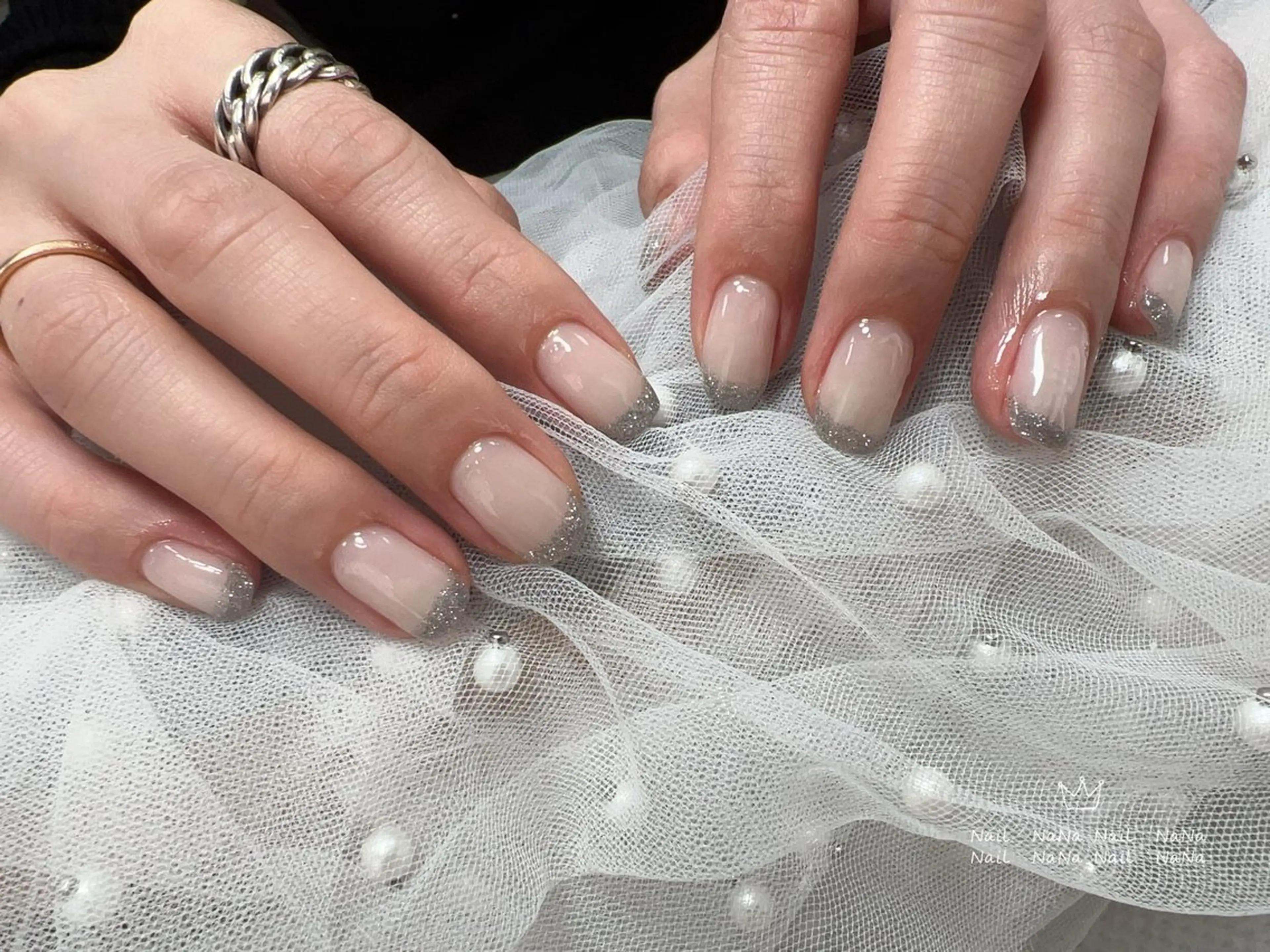 ネイル フラッシュネイル フレンチネイル ラメ(グリッター) ハンドネイル Nail NaNaのネイルデザイン