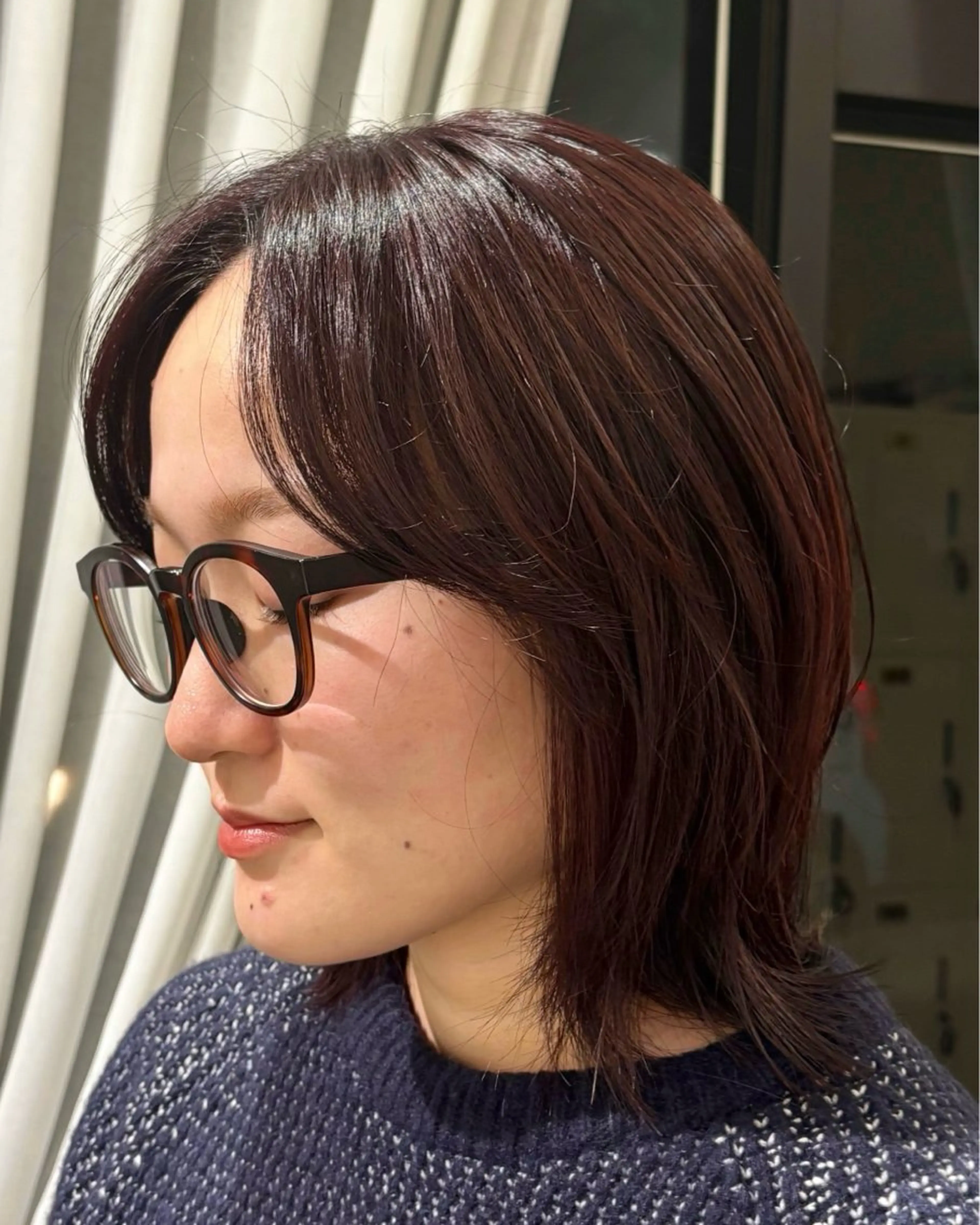 カラー ブリーチ ブリーチなしカラー レッドカラー ヘアカラー 辻村 彩華のヘアスタイル