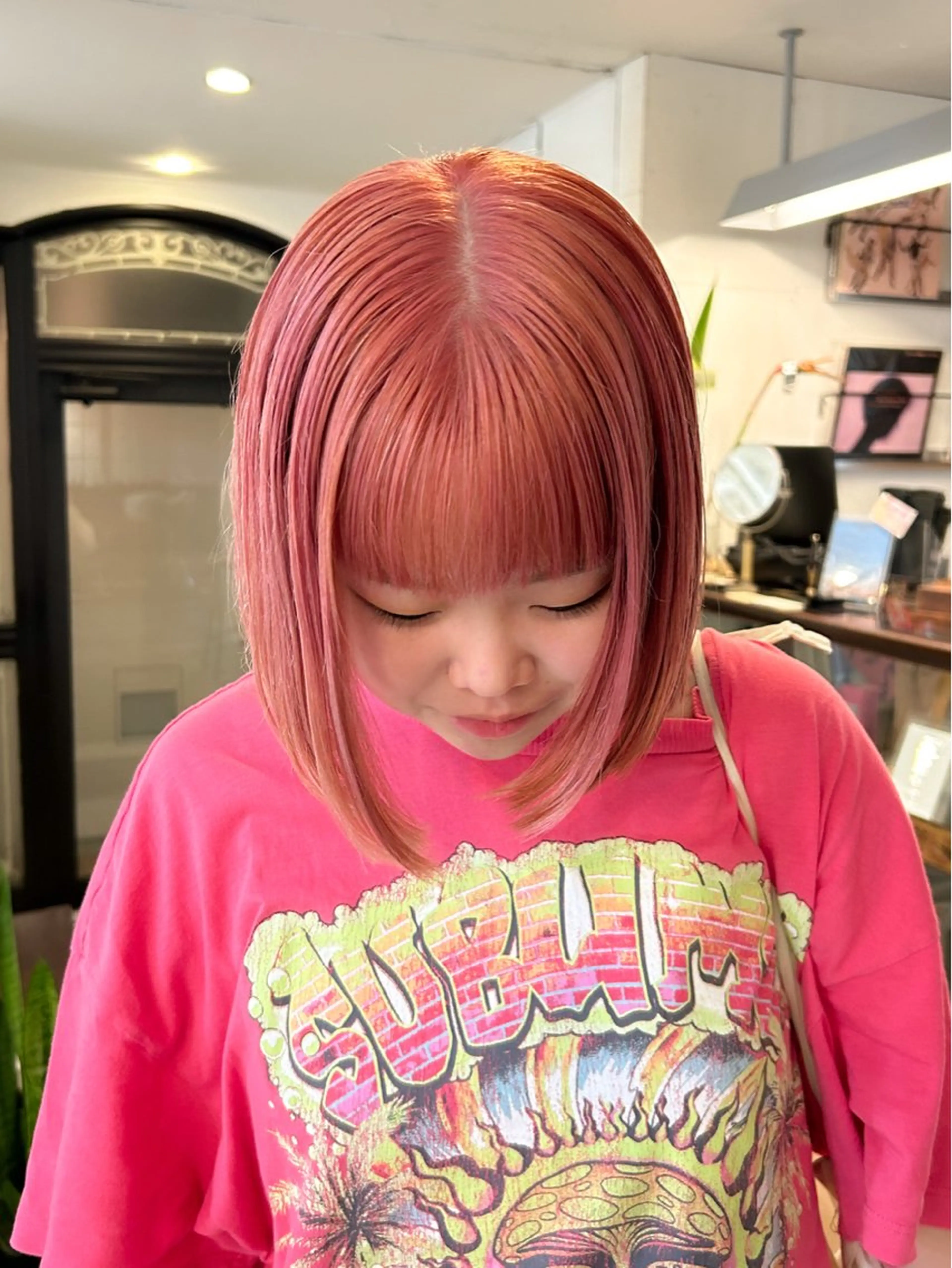 ショート カラー ピンクカラー 暖色カラー🧡 ボブ🧚‍♀️マナのヘアスタイル
