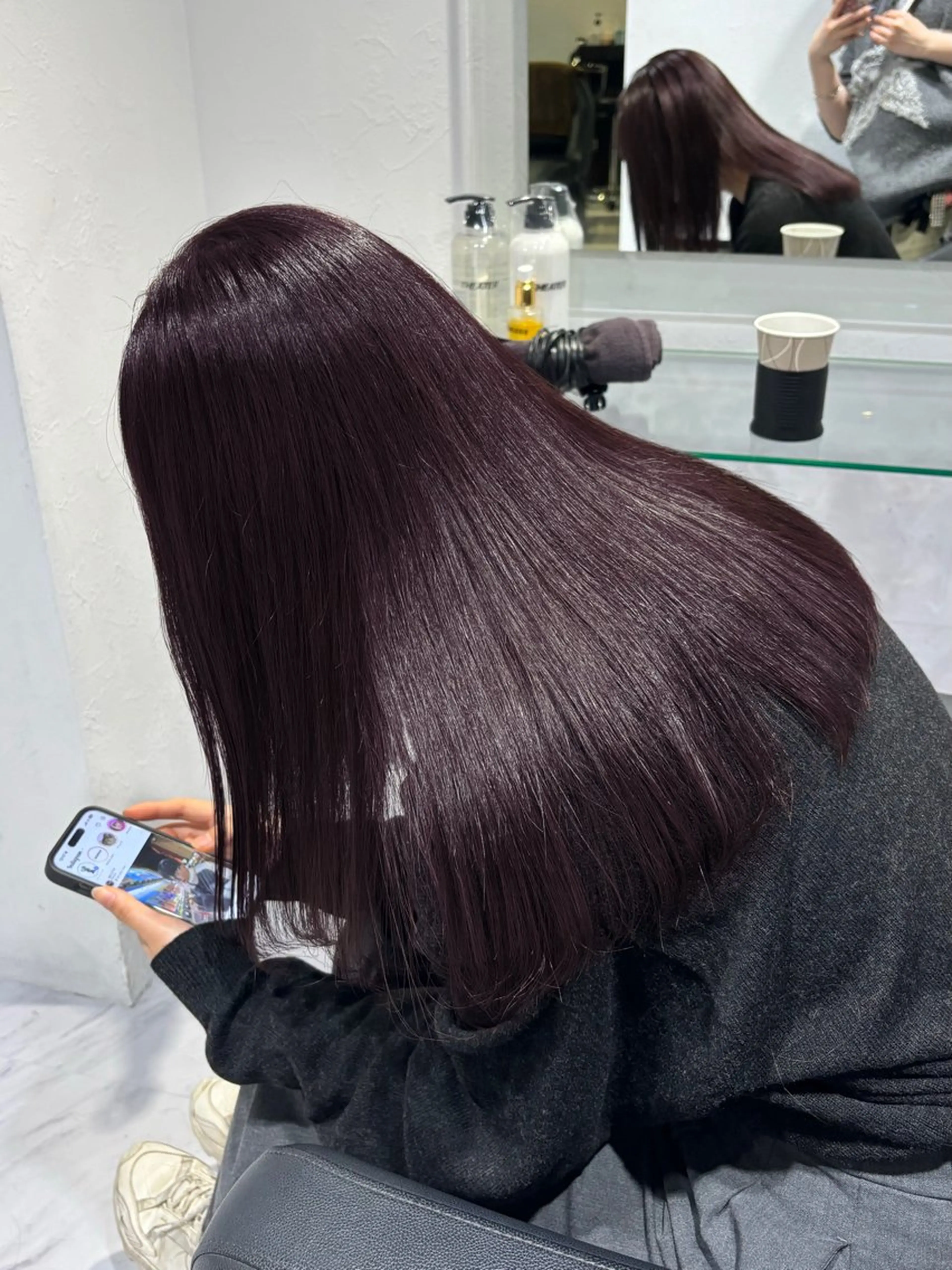 ロング カラー ラベンダーカラー 髪質改善 トリートメント 表参道♡暗髪^ྀི 艶カラー♡アユミのヘアスタイル