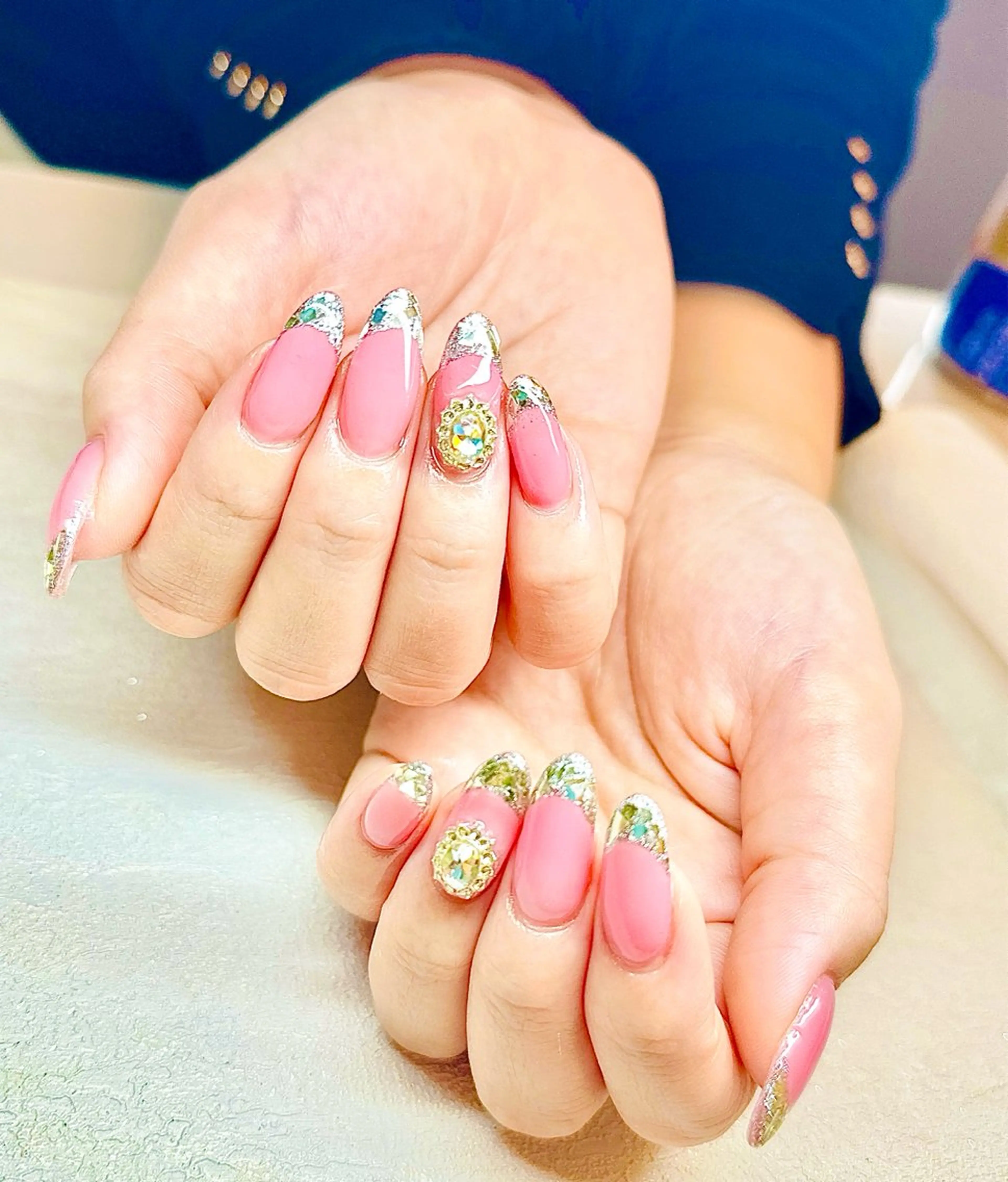 ネイル フレンチネイル ガラスフレンチ Reauty NailSalonのネイルデザイン