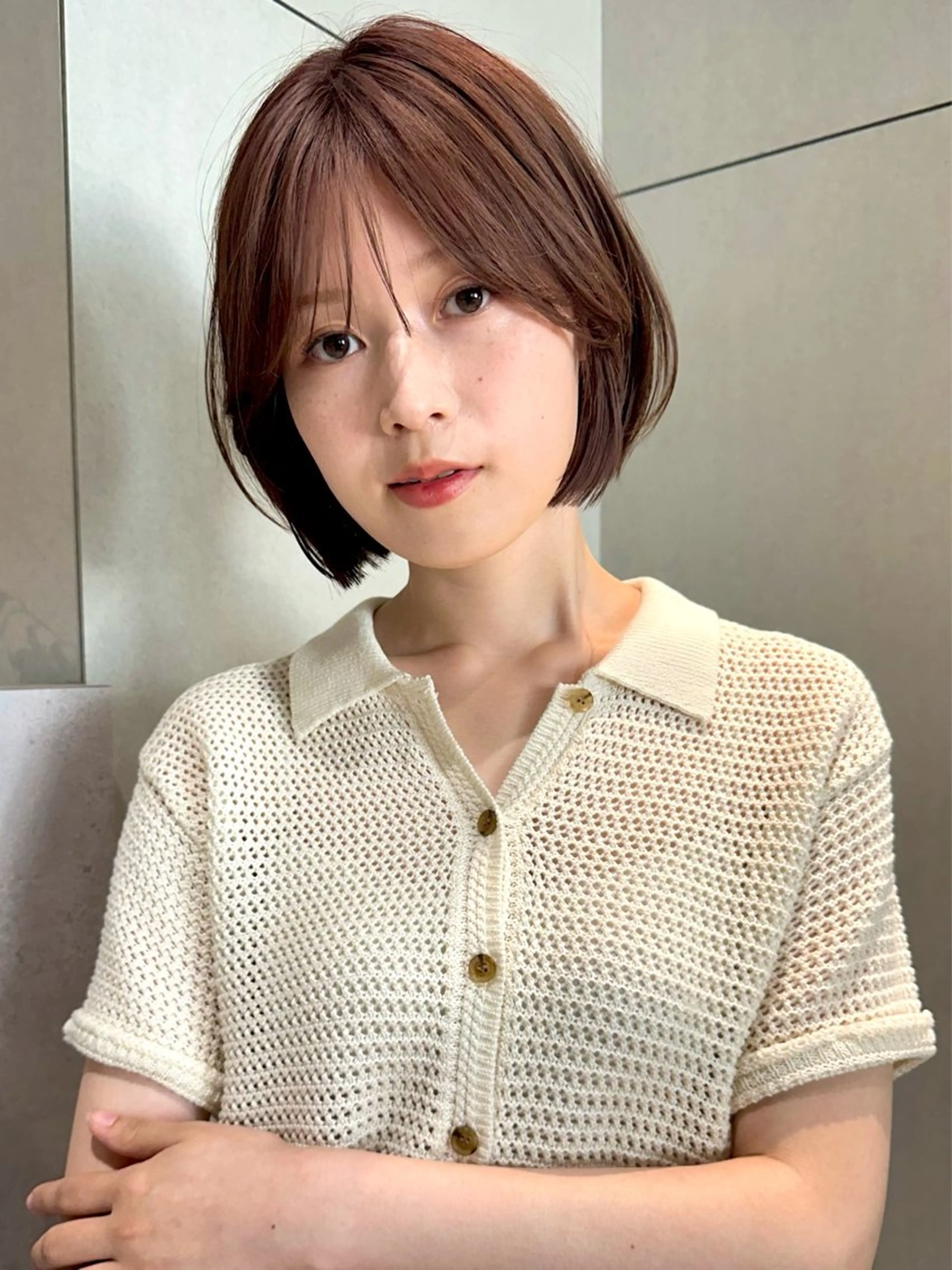 ショート カラー パーマ 🫧小顔×似合わせ× 透明感カラー🫧のヘアスタイル