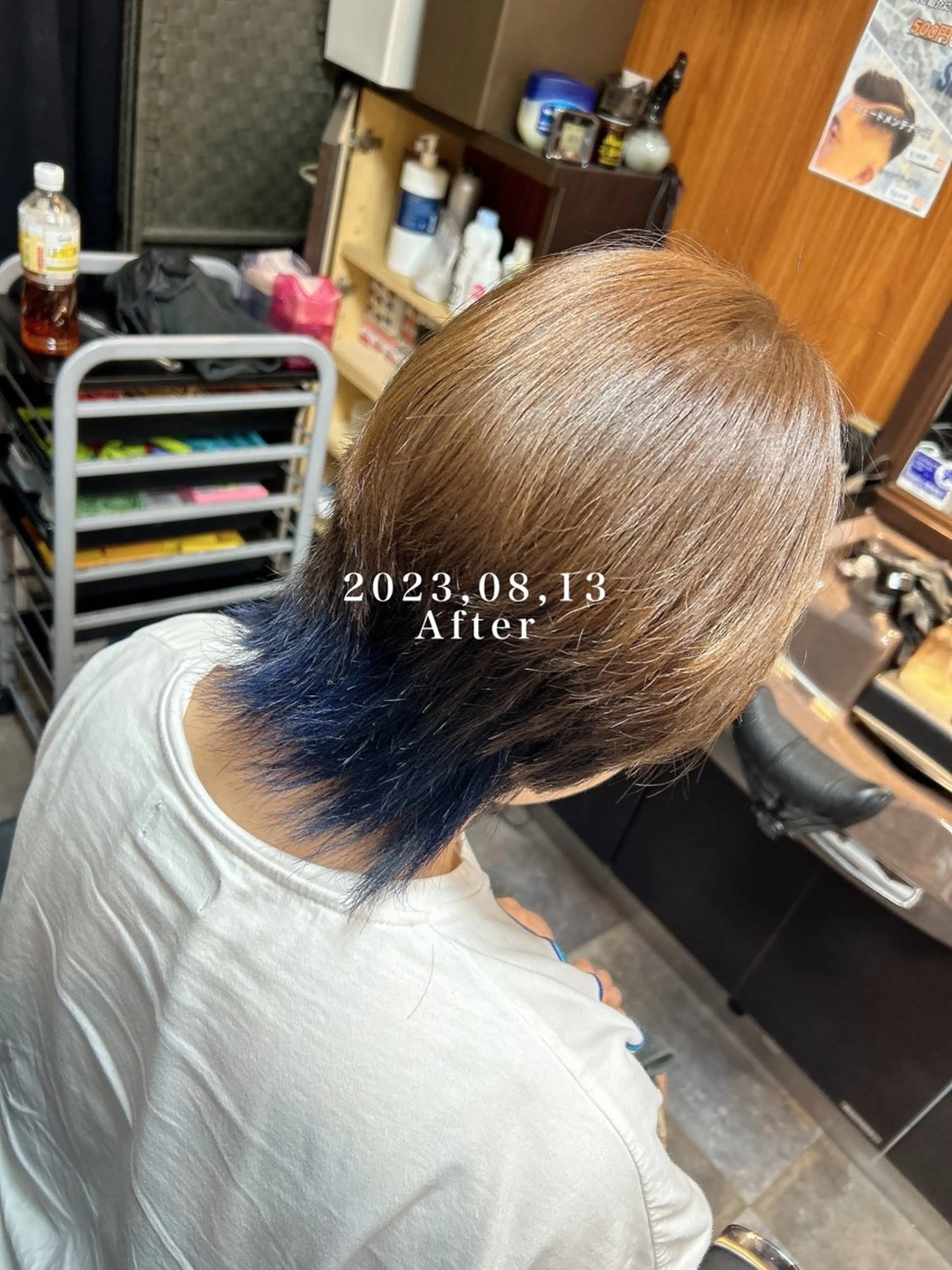 ショート カラー ブリーチ ネイビーカラー ウルフカット Smile hair 大森店所属・深野 茜のヘアスタイル