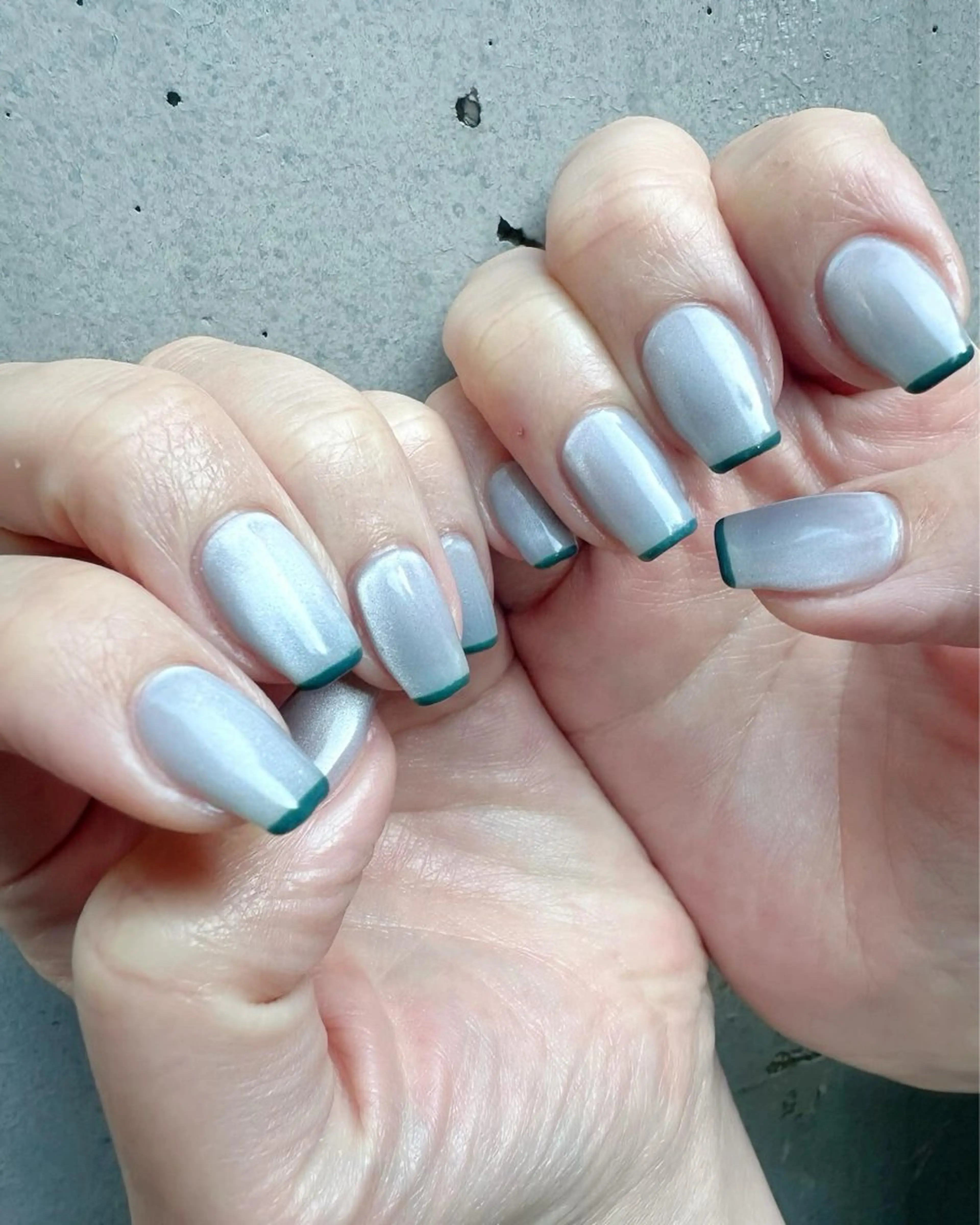 ネイル フレンチネイル グリーン 氷ネイル・うるうるネイル 韓国ネイル ニュアンスネイル 🪞KAPE NAIL 🪞のネイルデザイン
