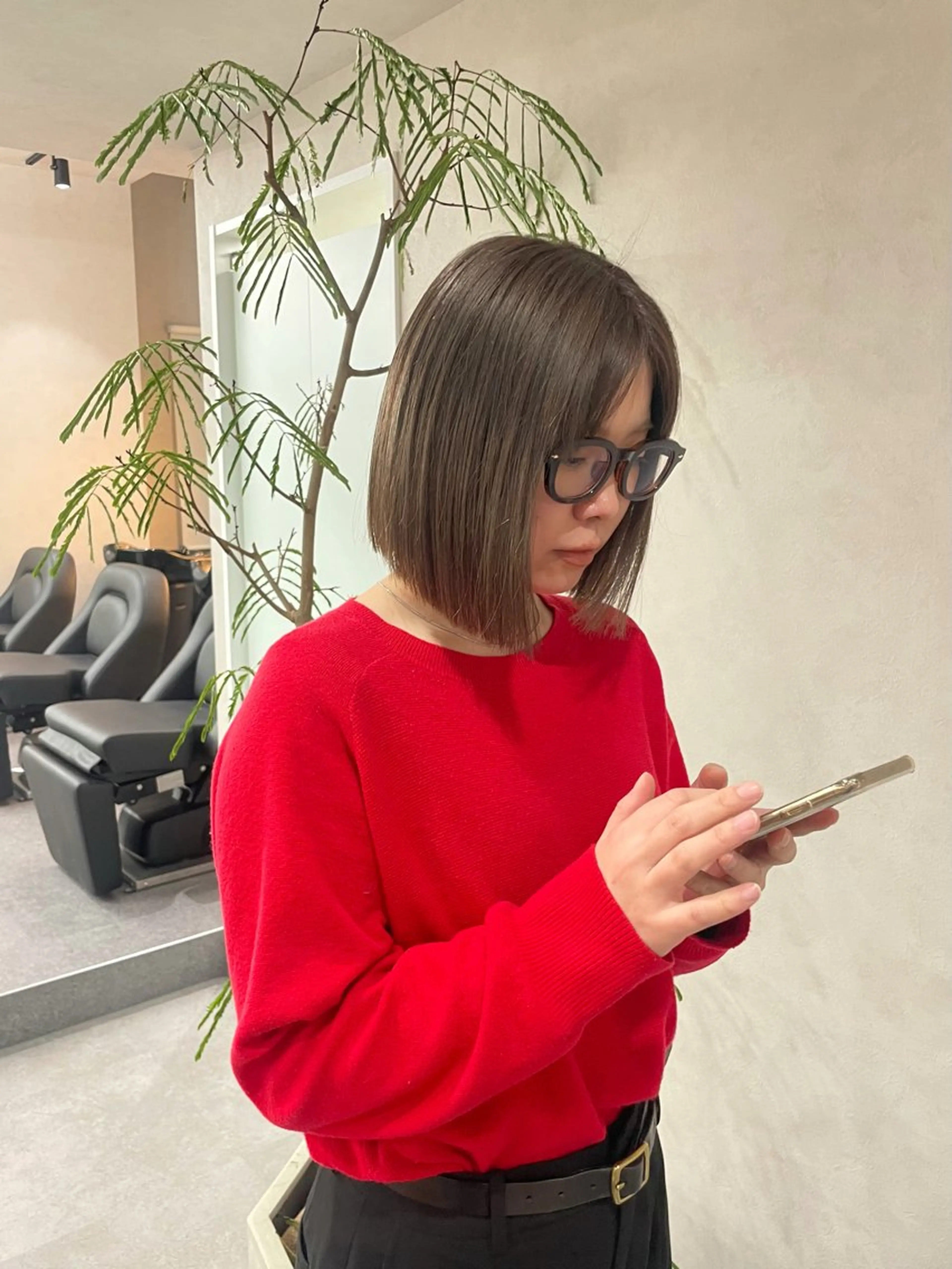 ミディアム カラー カット ヘアカラー トリートメント 🍐透明感カラー🍐 momoのヘアスタイル